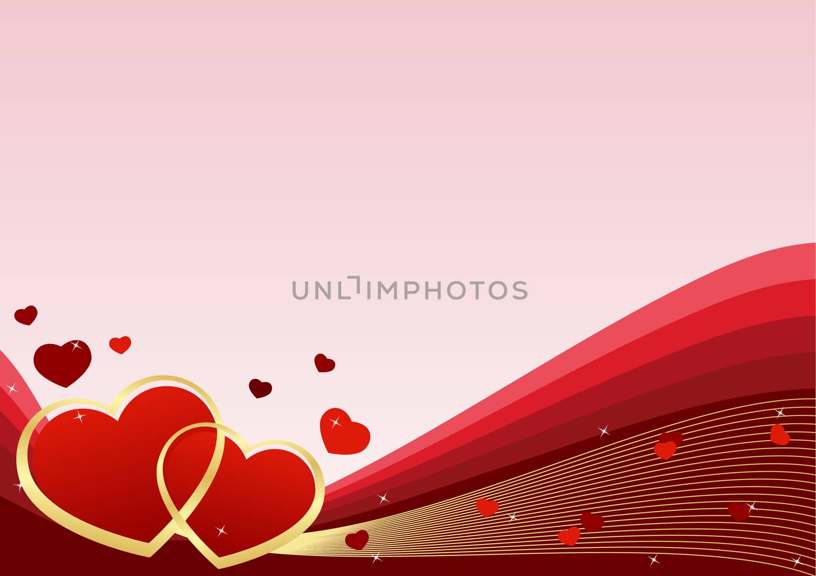 greeting card with hearts on a red background Valentine's Day