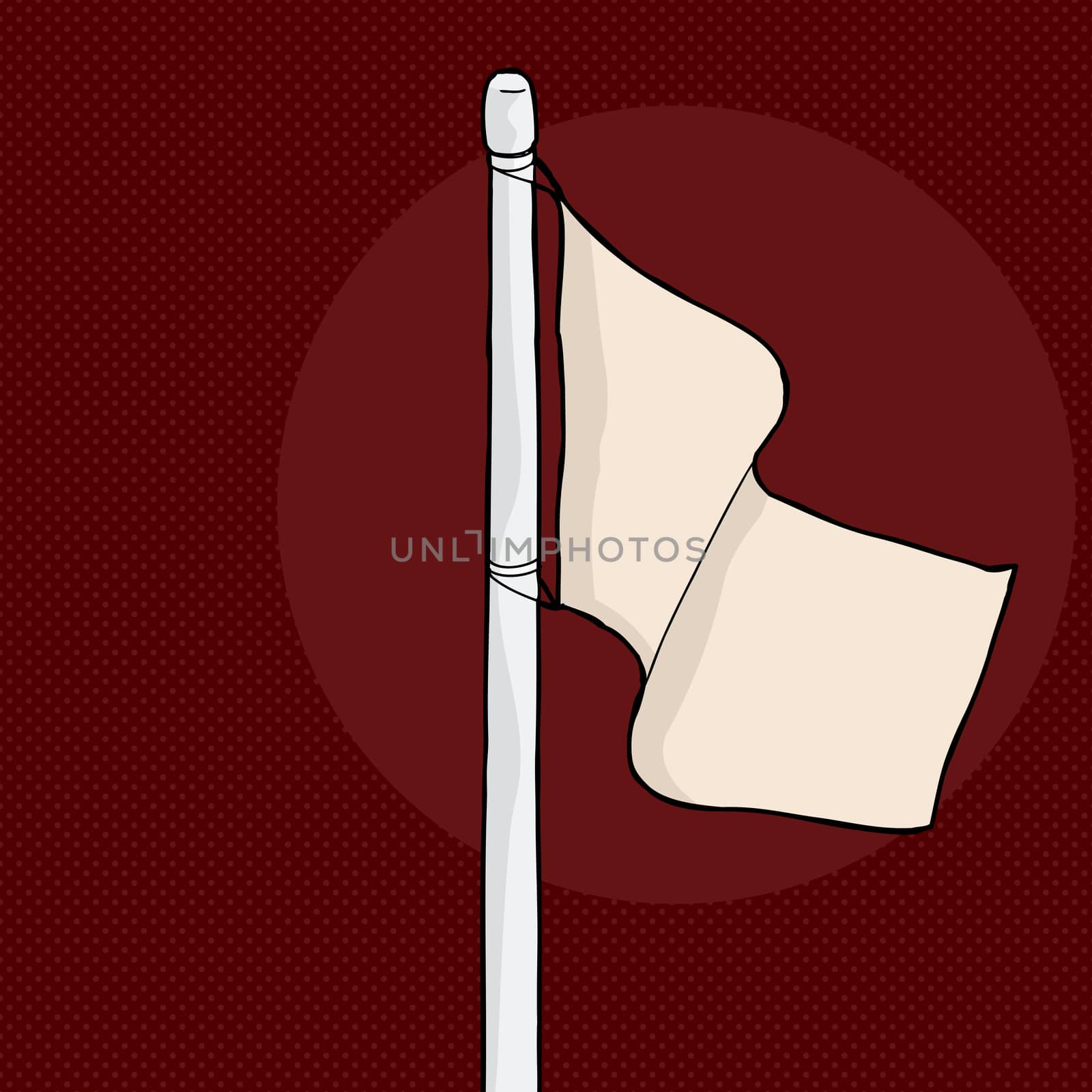Hand drawn blank cartoon flag over brown background