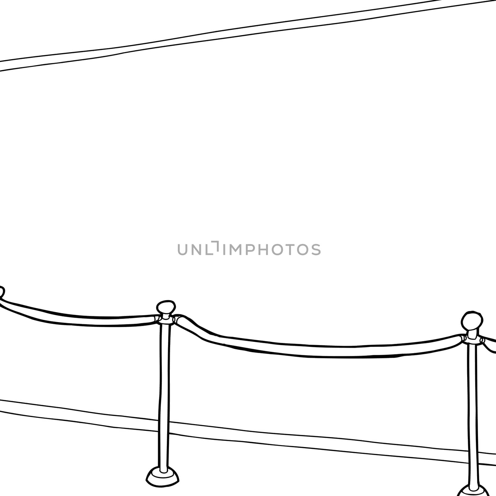 Outline cartoon of stanchion and blank wall