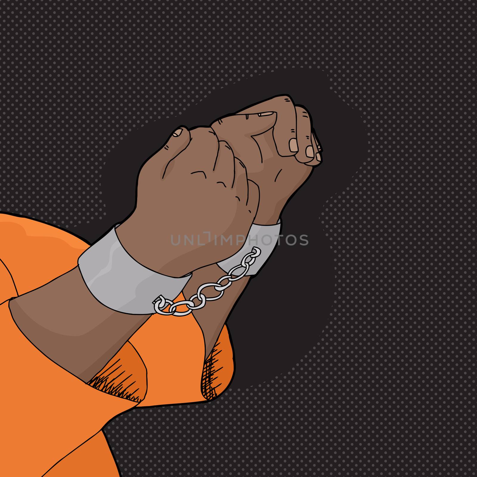 Hand drawn cartoon of hands in handcuffs