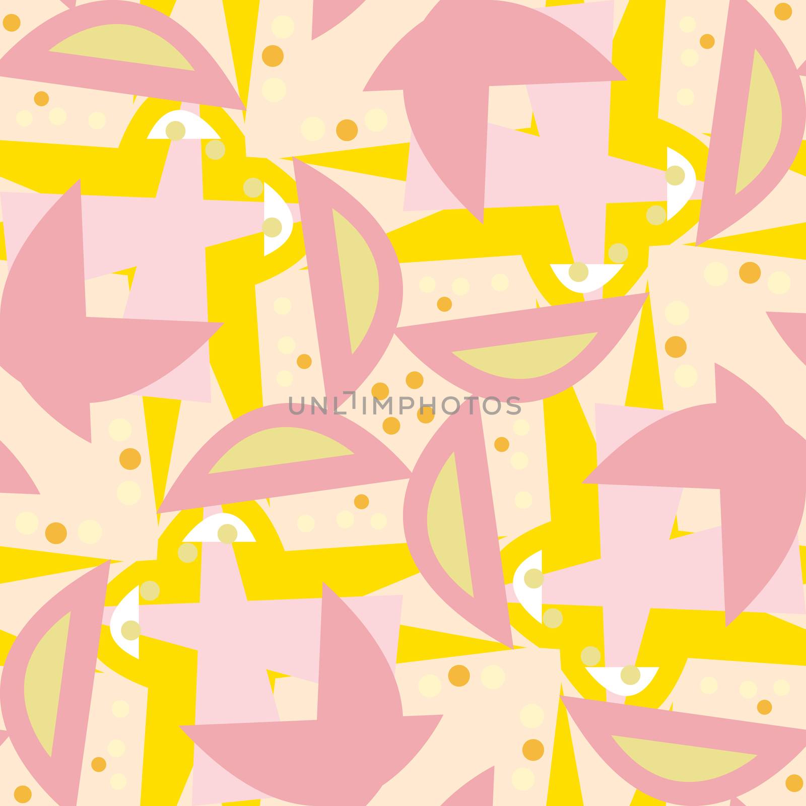 Seamless background pattern of yellow and pink shapes