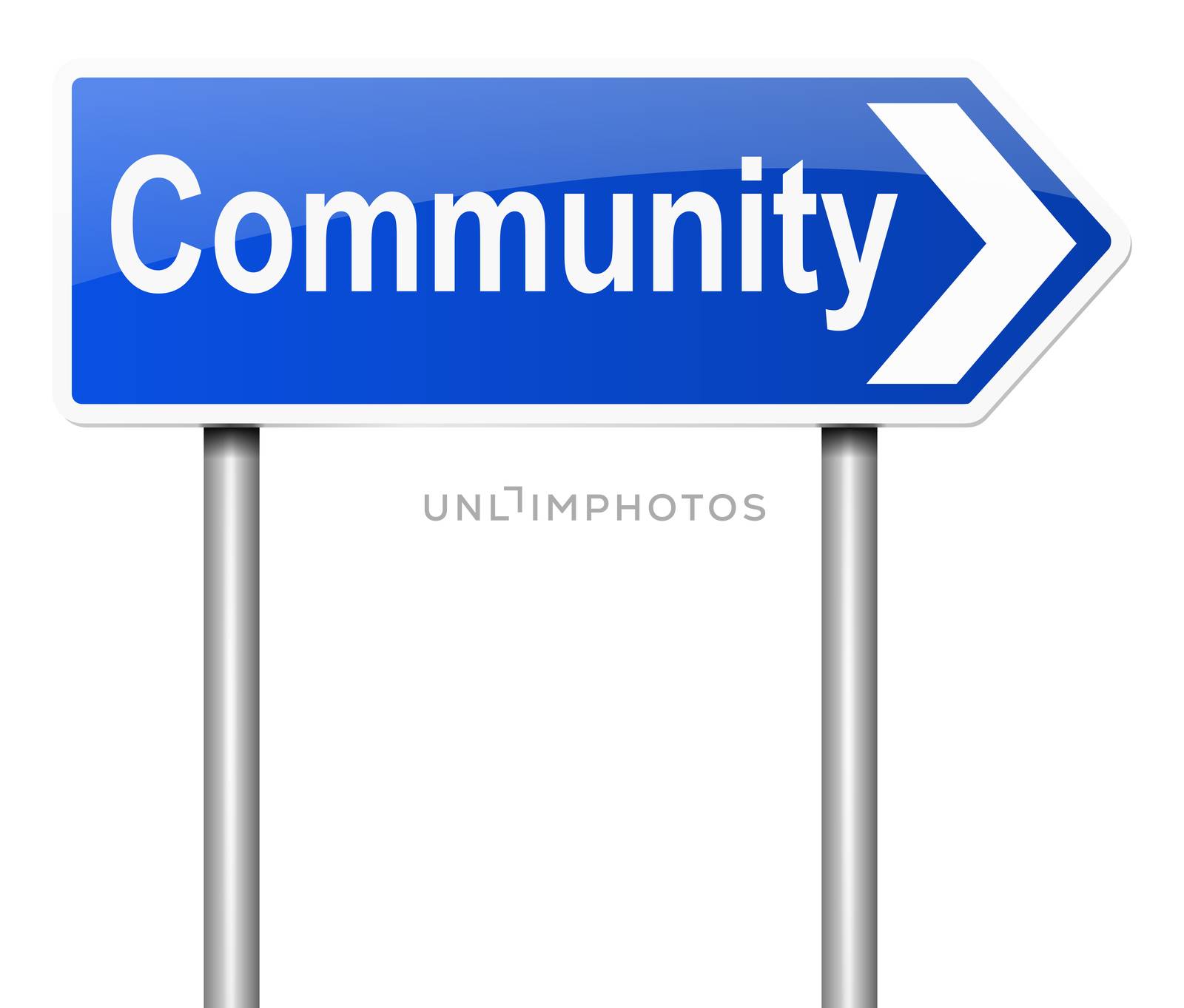 Illustration depicting a sign with a community concept.