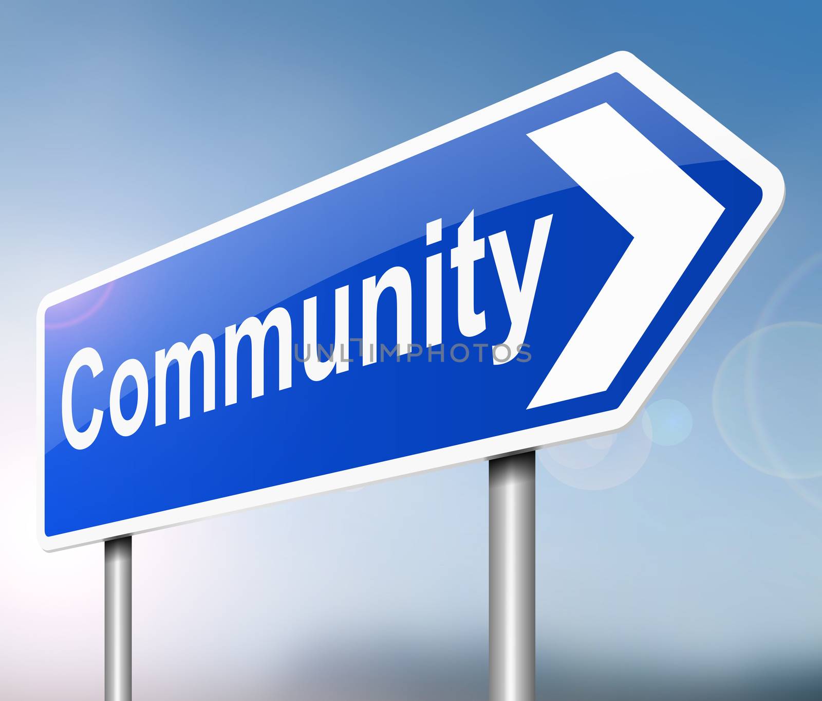 Illustration depicting a sign with a community concept.