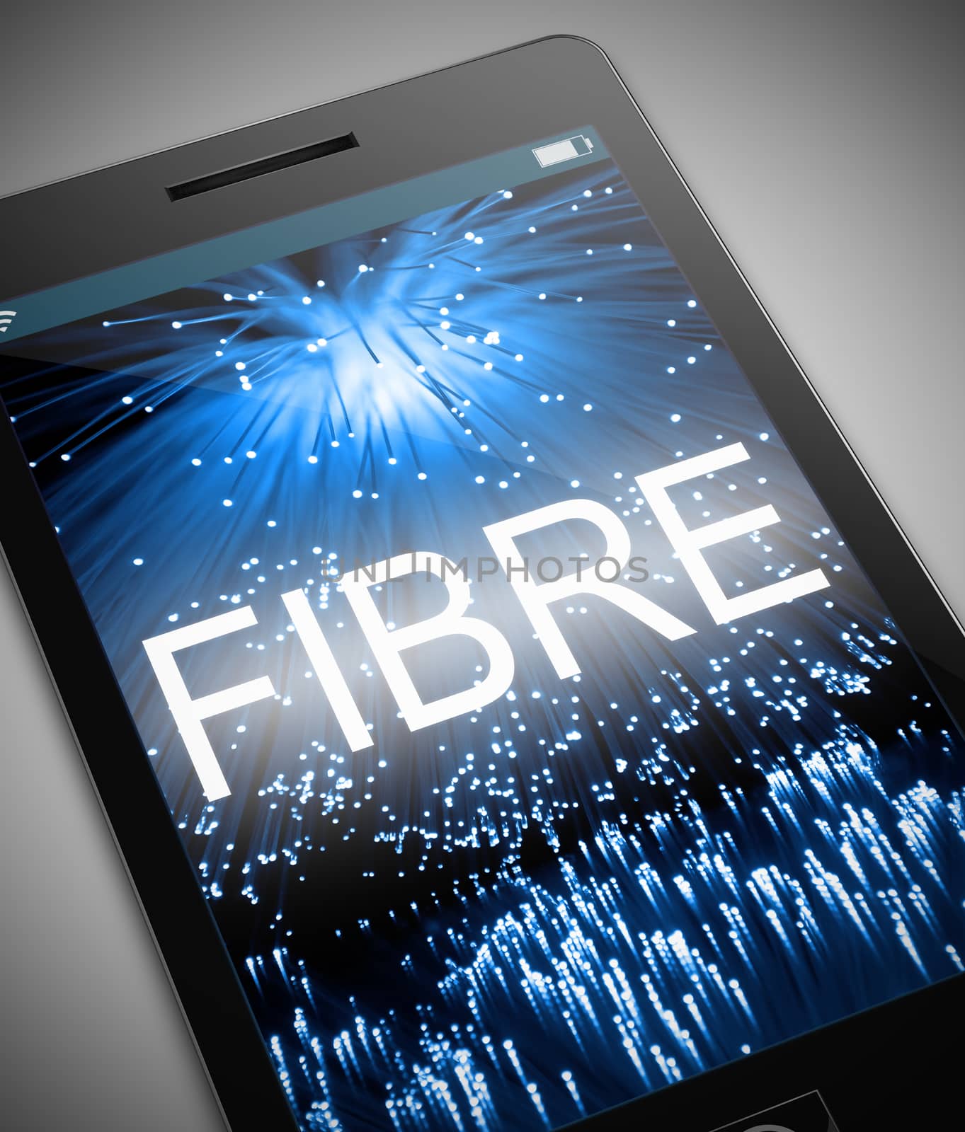 Illustration depicting a phone with a fibre optic concept.