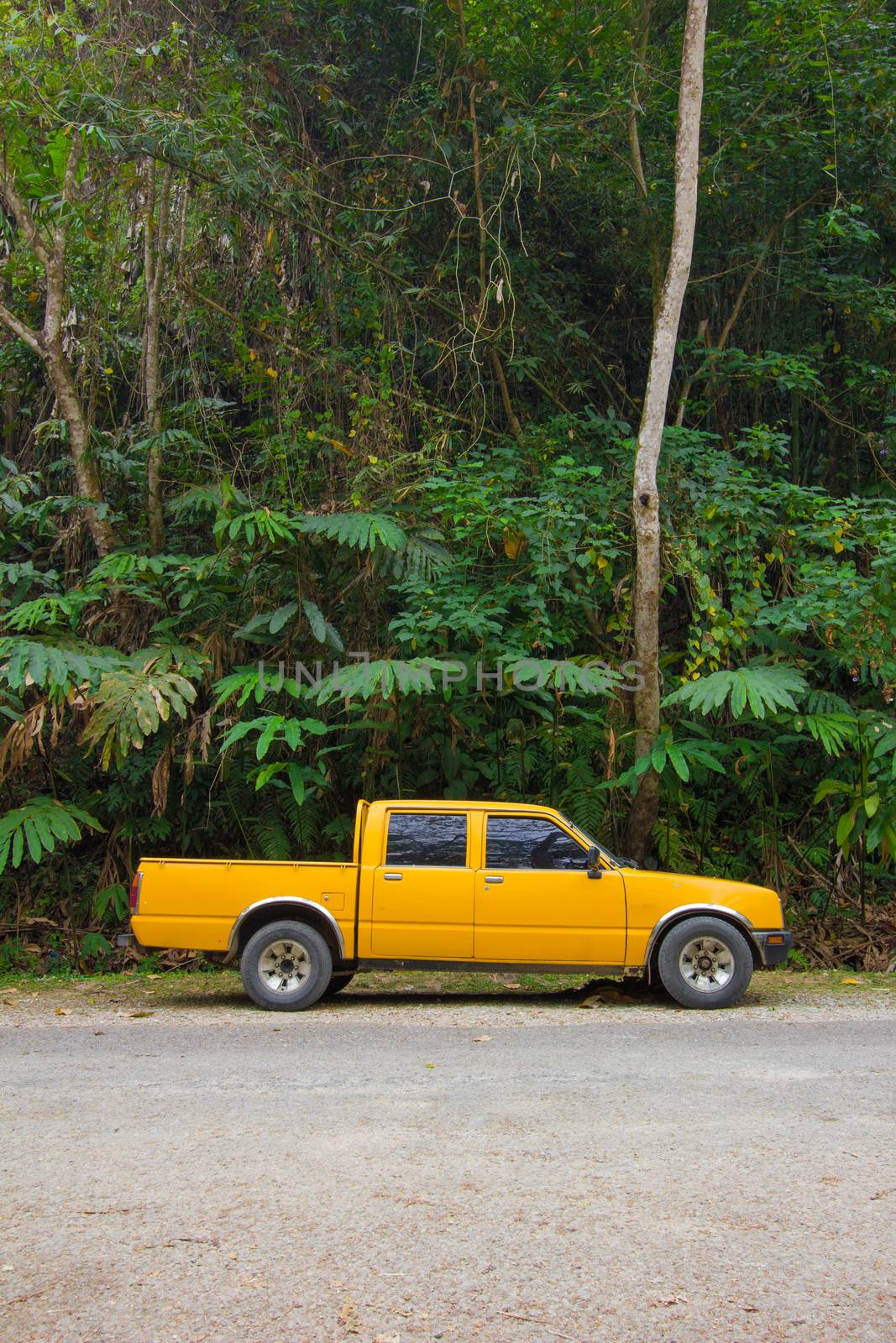yellow pick-up truck by a3701027
