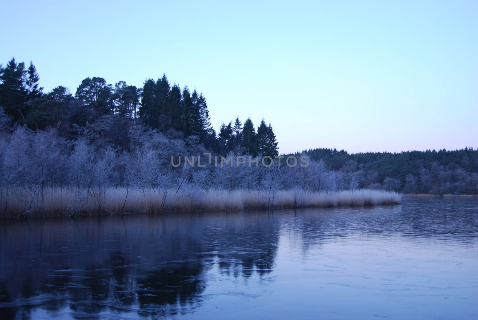 Frozen water with reflection