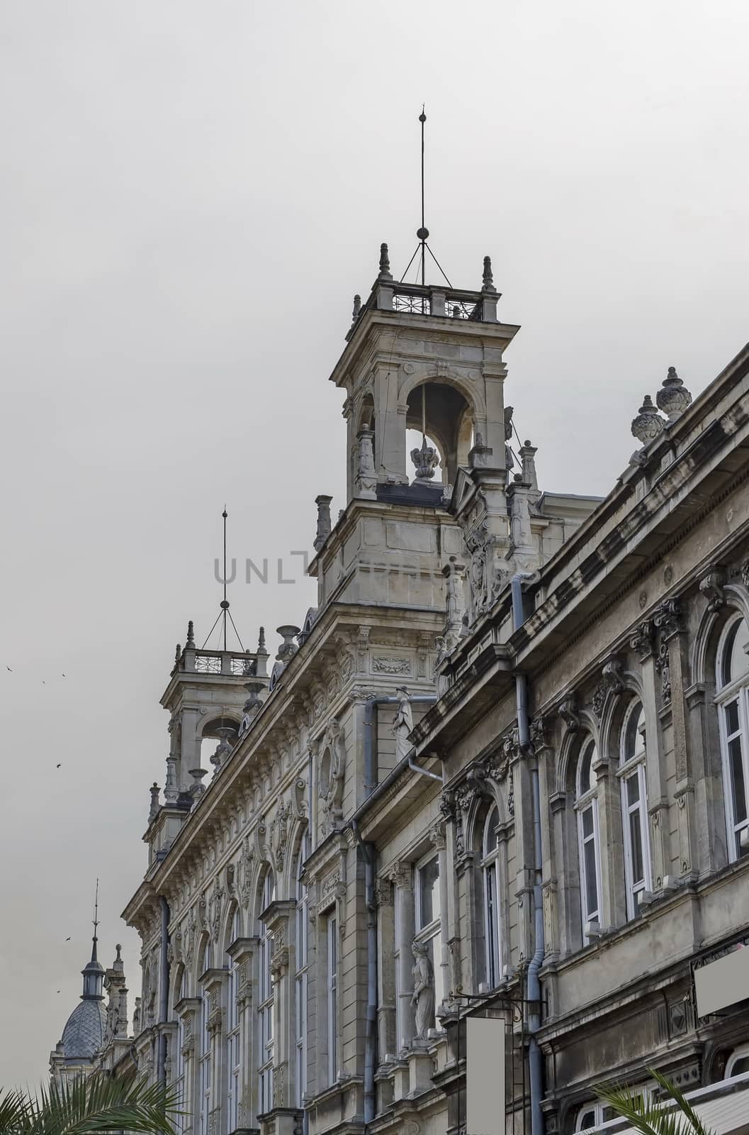 Fragment of ancient building with rich decoration in centre of Ruse town, Bulgaria   from 1897 year