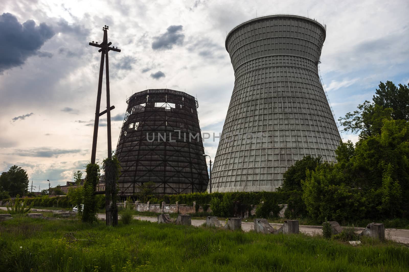 Cooling towers of the cogeneration plant in Kyiv, Ukraine.