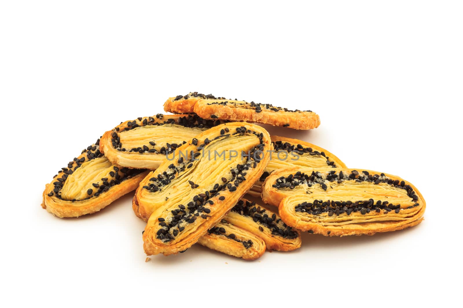 Pile of Butterfly Pie on white background