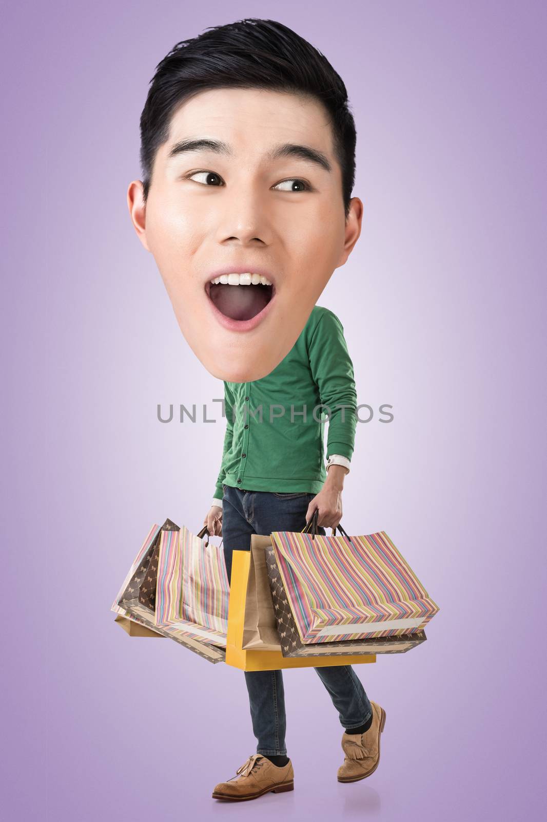 Funny shopping Asian guy by elwynn