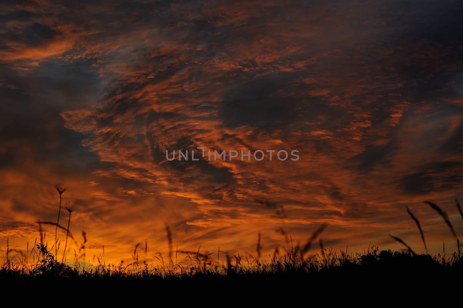 Dramatic sunrise sky at solstice in Russia horizontal