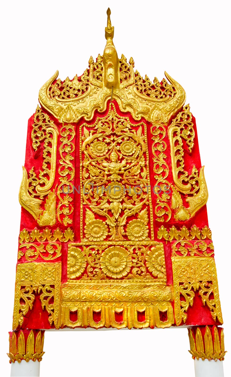 abstract wall of a temple on white background