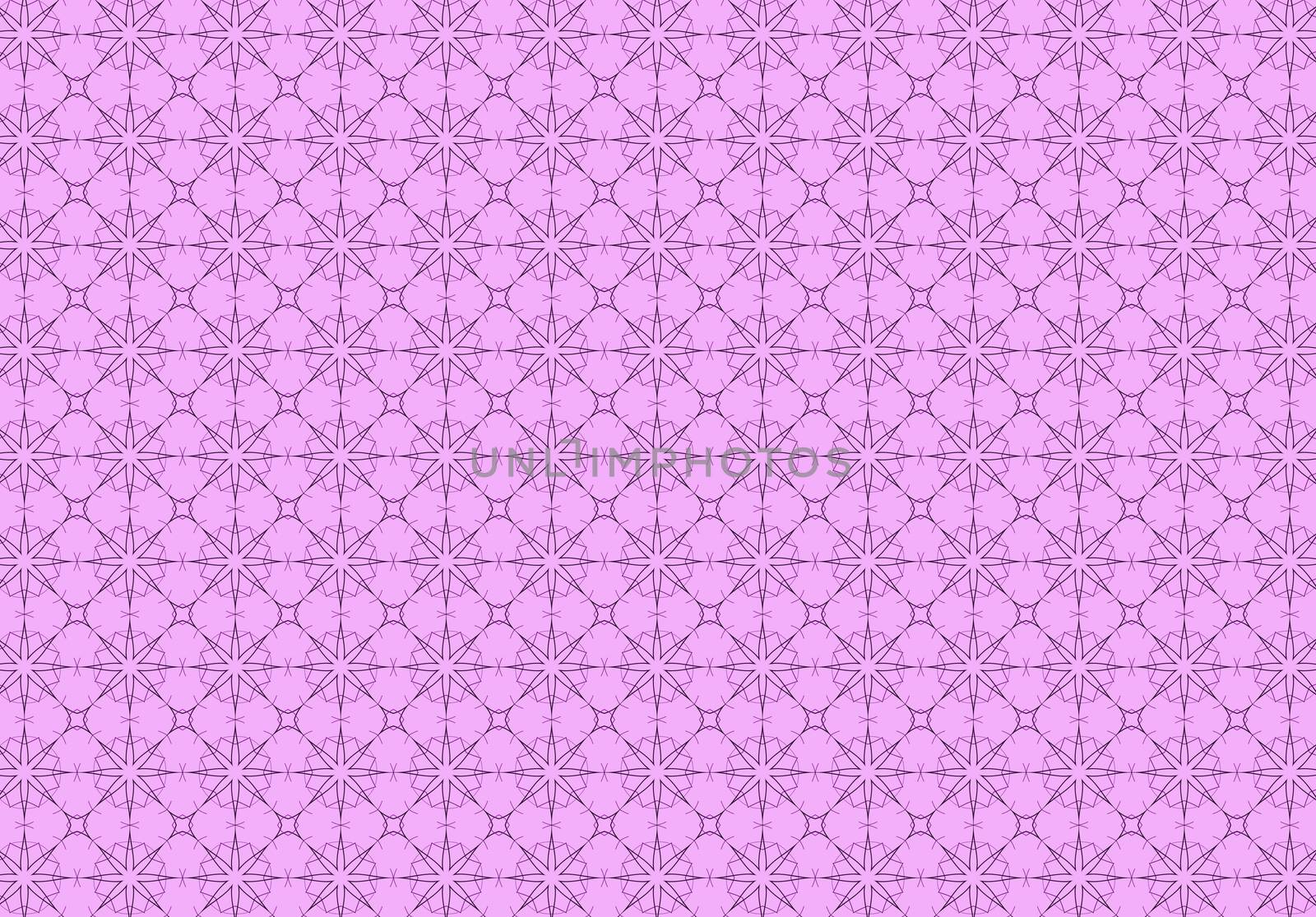 contour kaleidoscopic pattern on a purple background, seamless