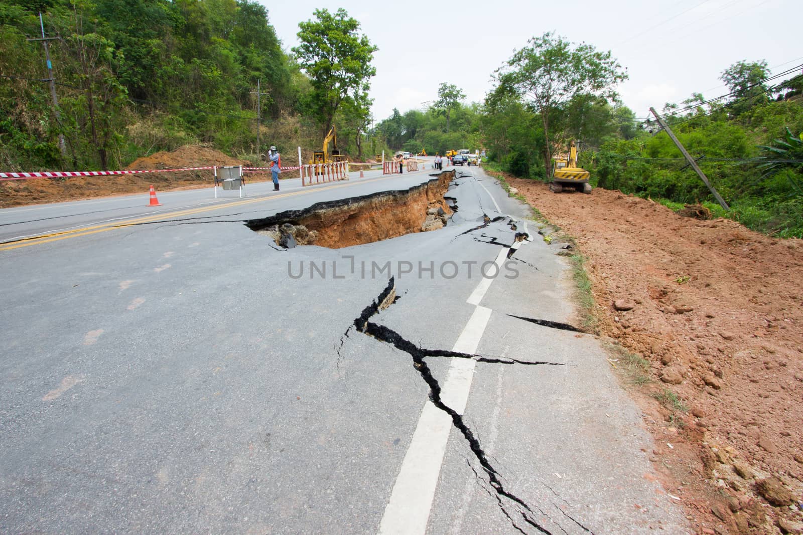 broken road by an earthquake in Chiang Rai, thailand by a3701027
