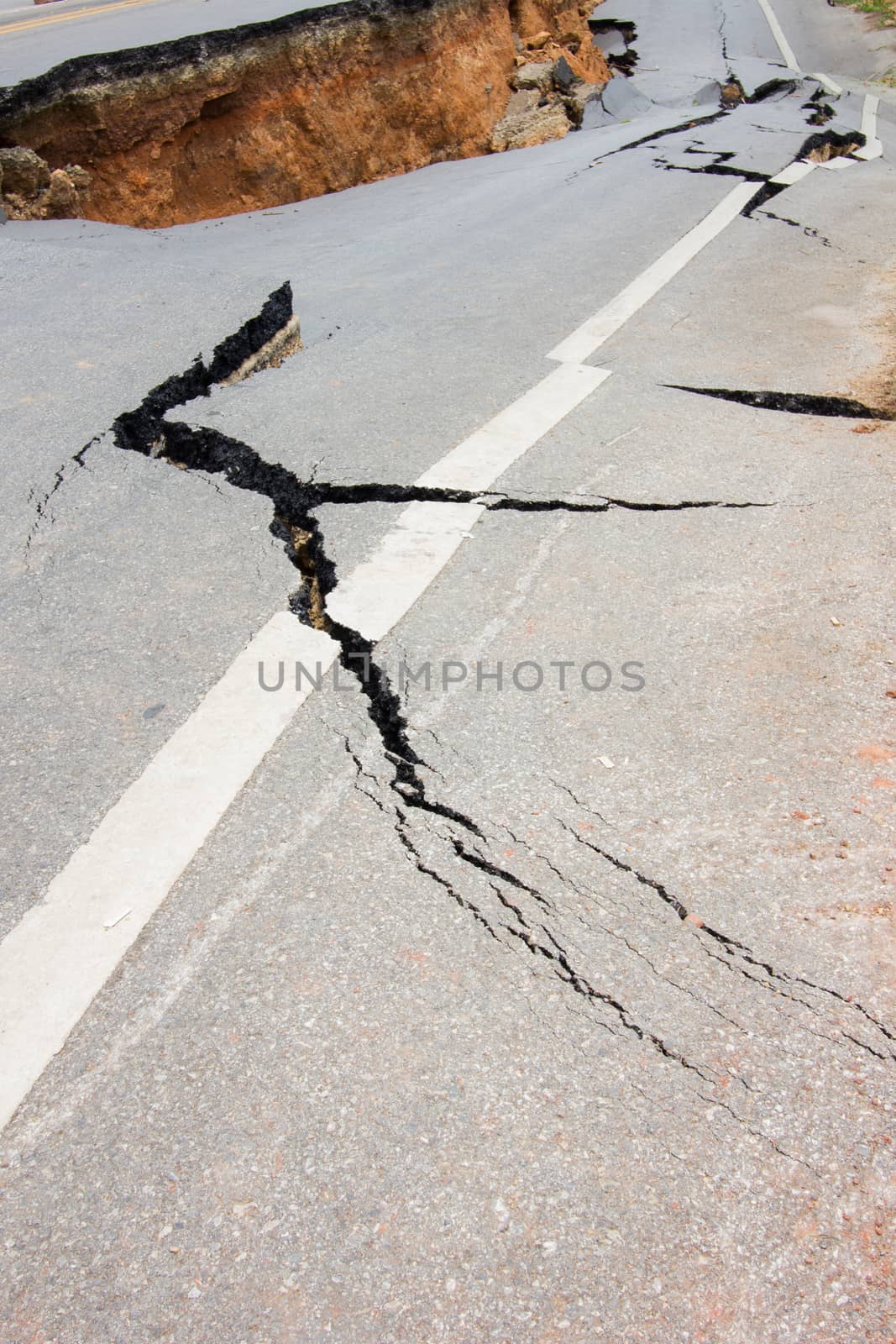 broken road by an earthquake in Chiang Rai, thailand by a3701027