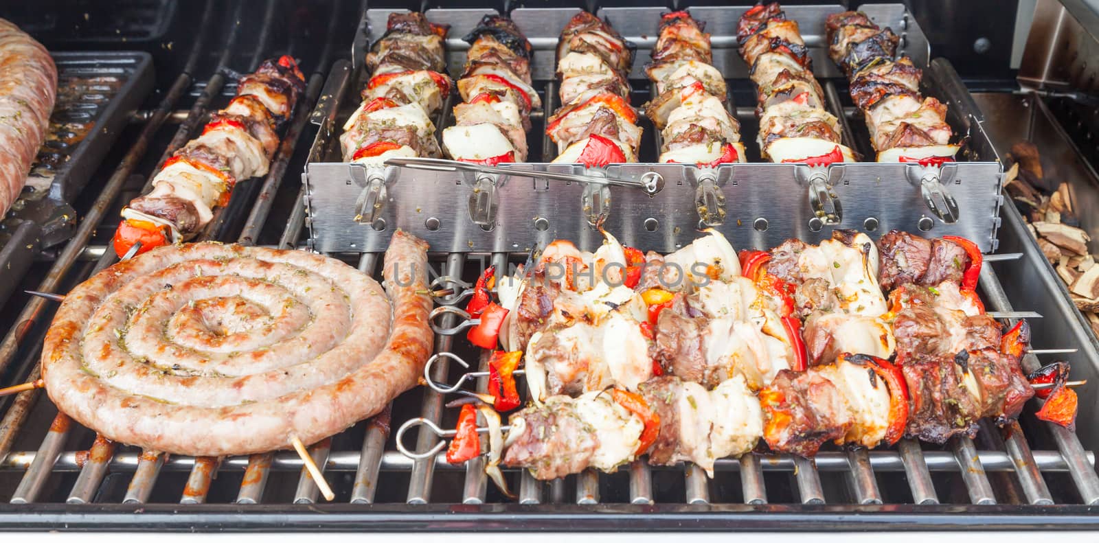 Detail of meat preparation for a barbecue