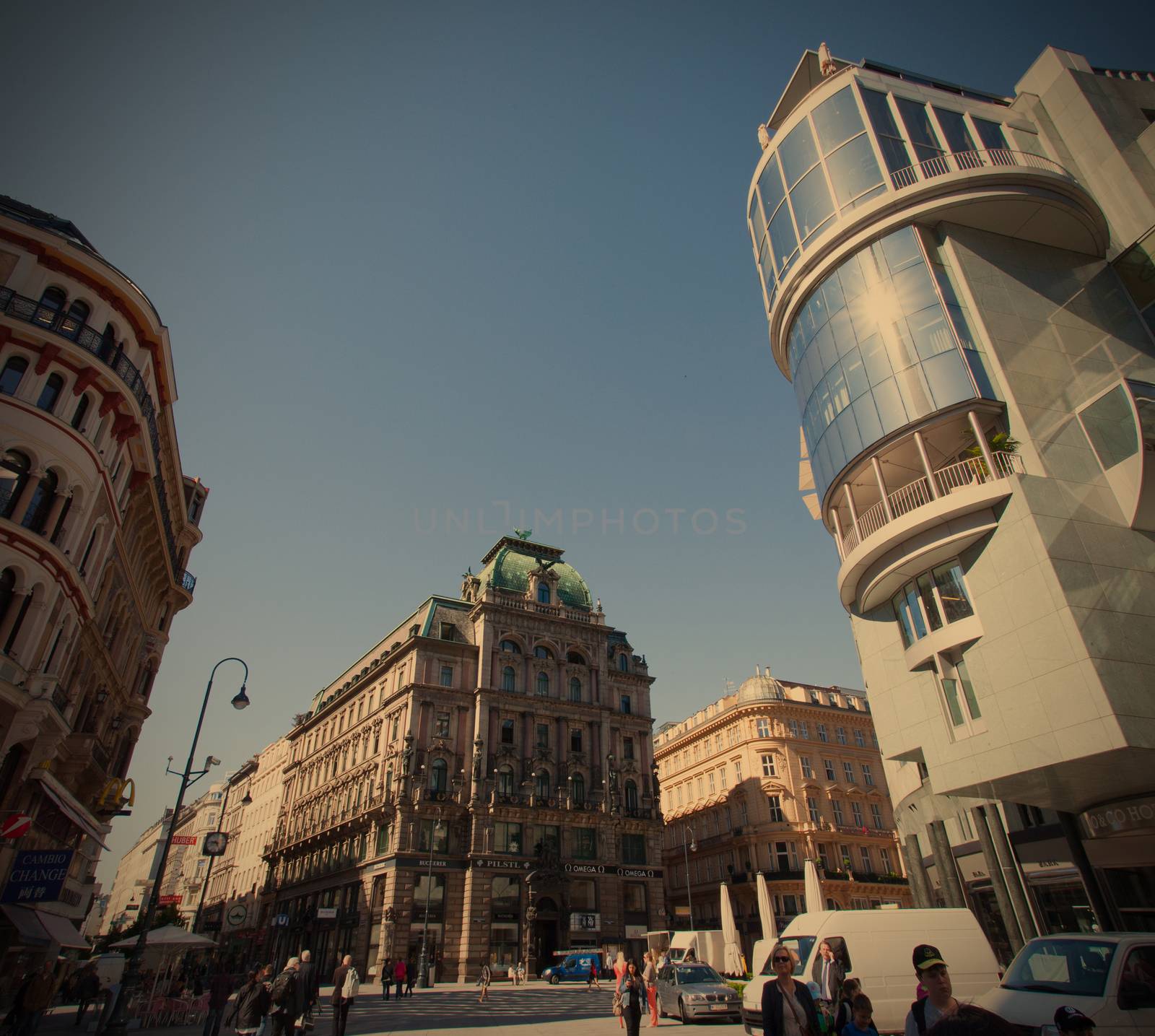 Austria, Vienna 12.06.2013, buildings on Stephansplatz, Instagram filter style, editorial use only
