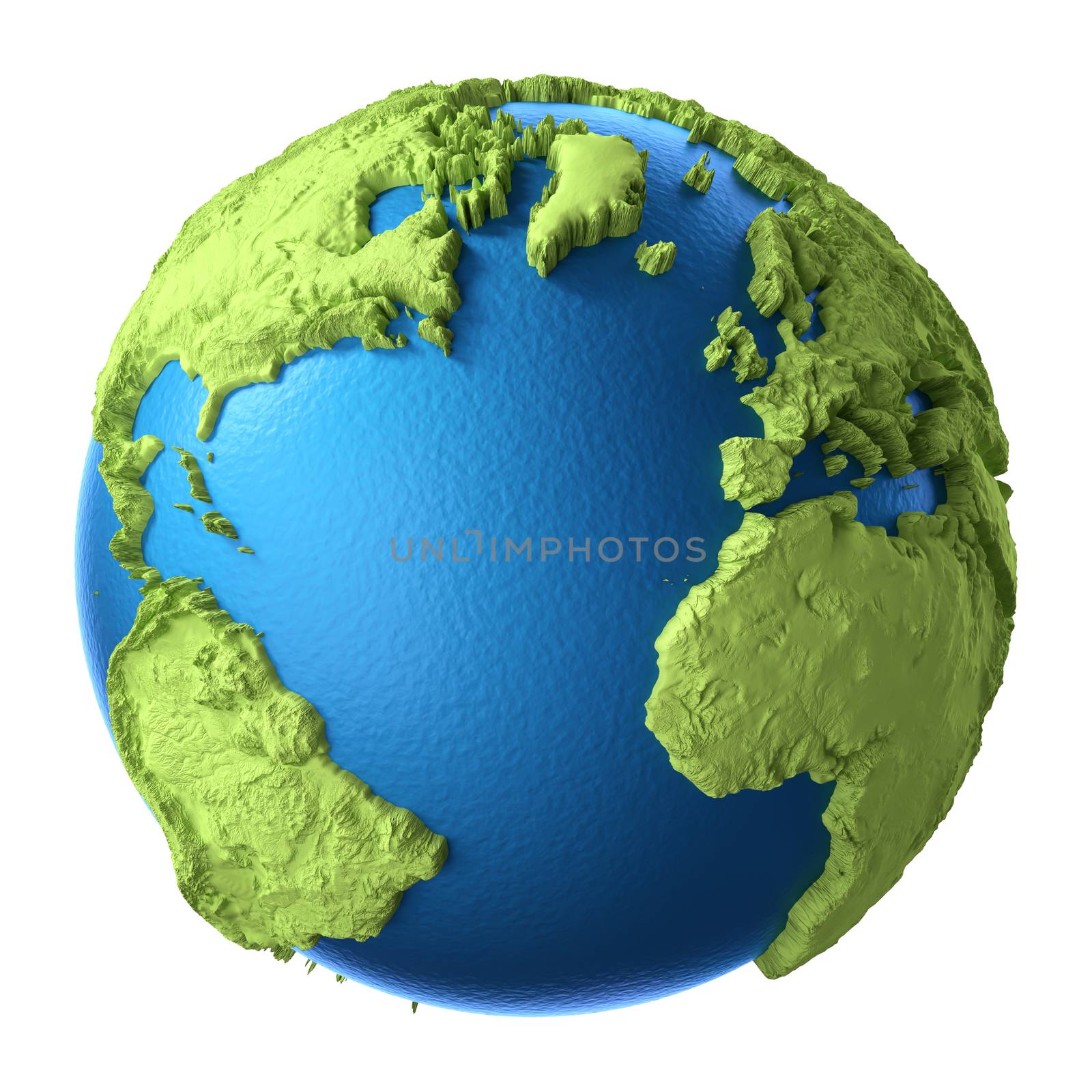 Globe 3d render isolated on white background. Elements of this image furnished by NASA