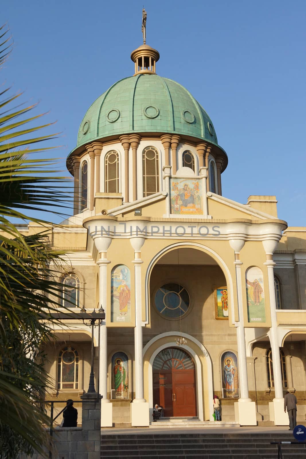 ADDIS ABABA, ETHIOPIA - DECEMBER 5, 2014: Selassie Cathedral in the last light of a day on December 5, 2014 in Addis Ababa, Ethiopia, Africa