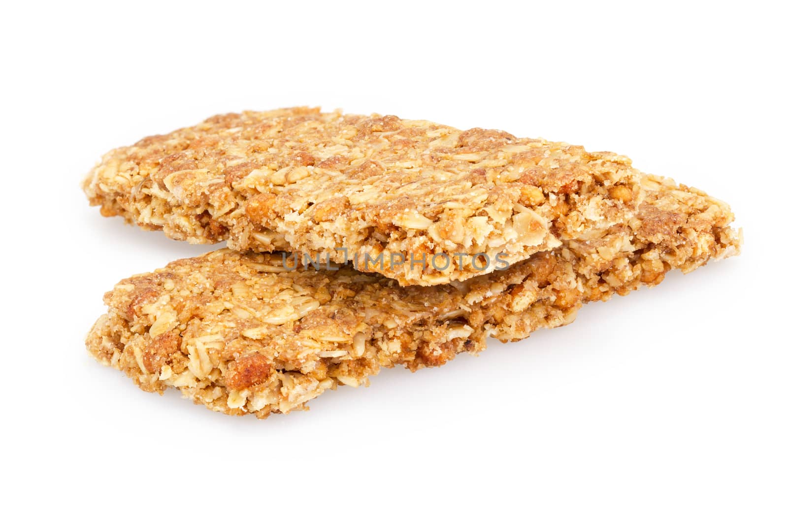 Healthy Granola bar on white background