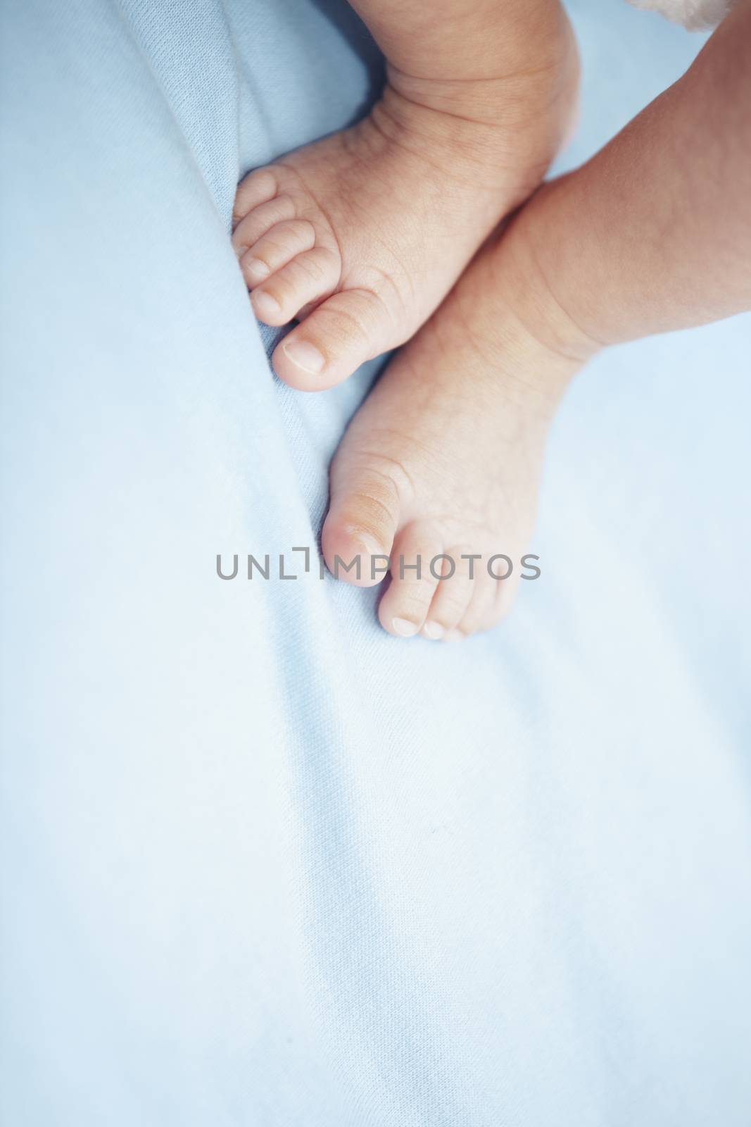 Close-up photo of the newborn legs