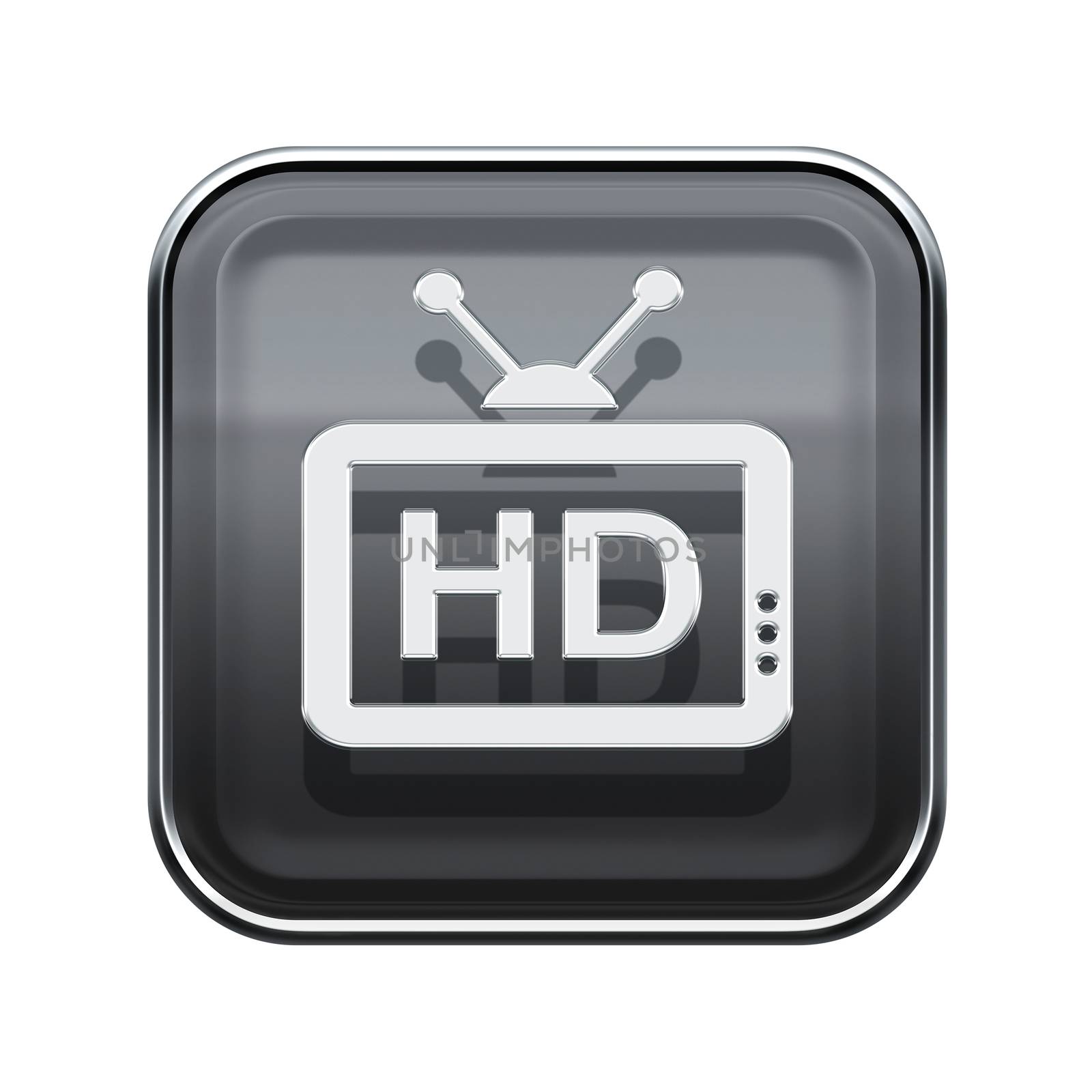 HD icon glossy grey, isolated on white background