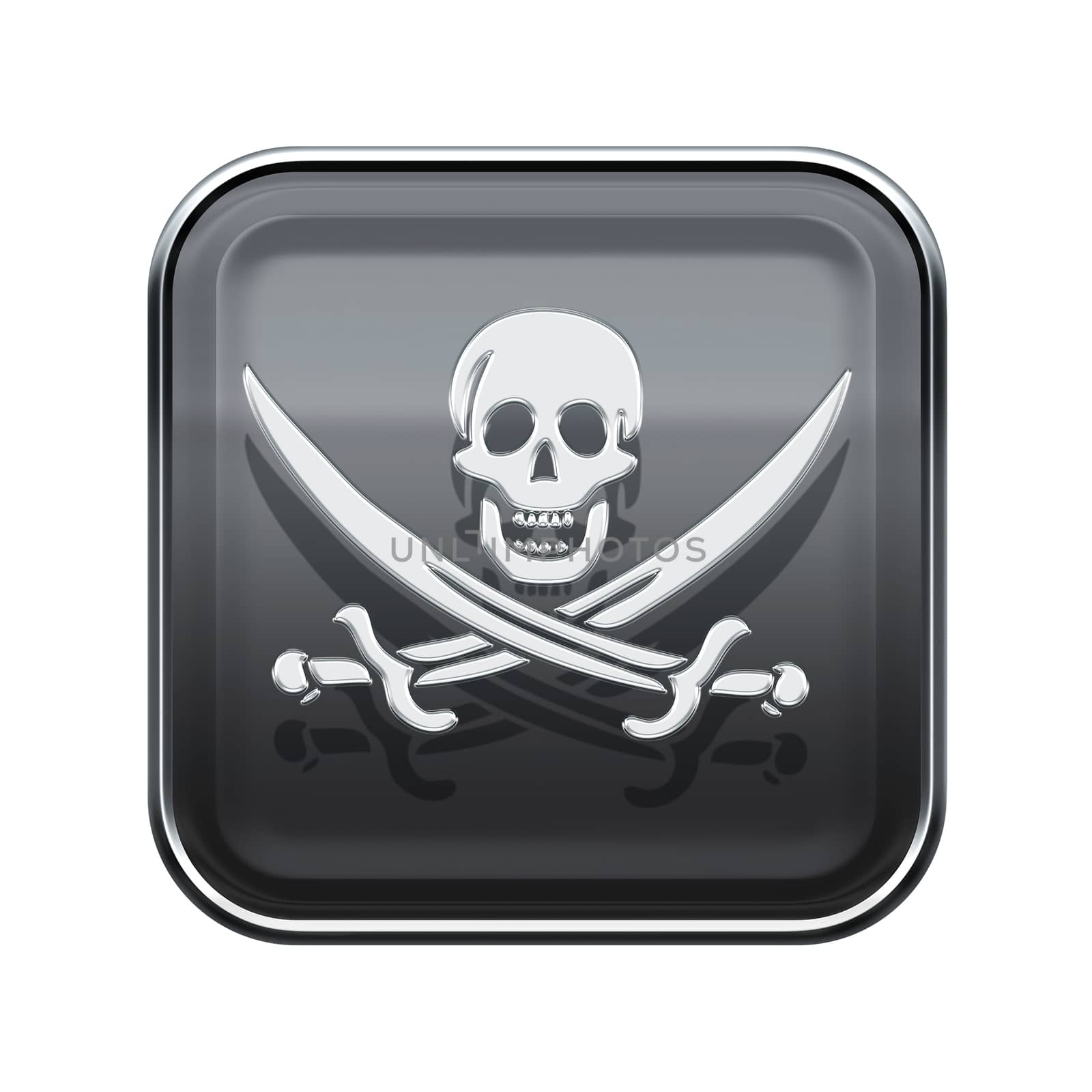 Pirate icon glossy grey, isolated on white backround by zeffss