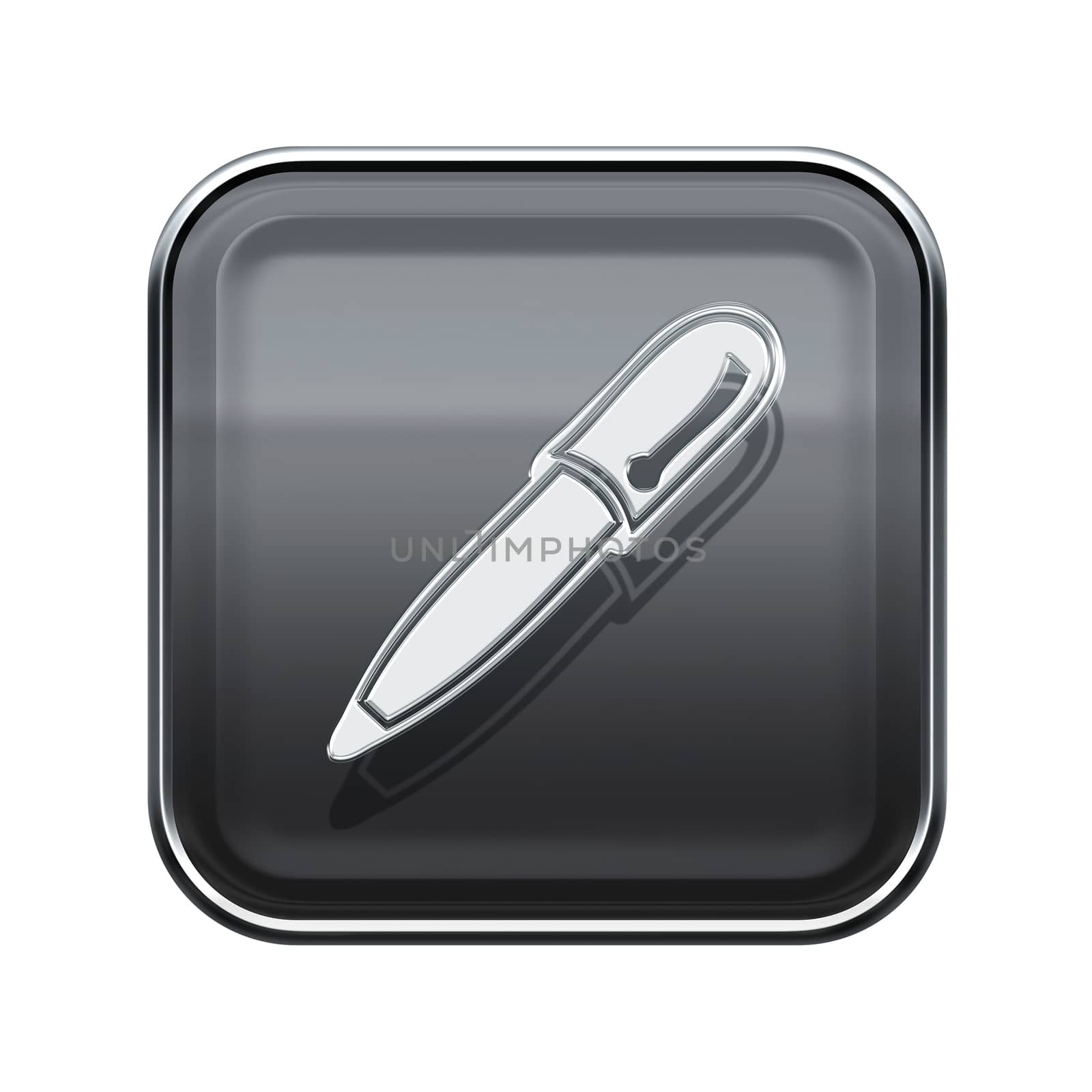 Pen icon glossy grey, isolated on white background by zeffss
