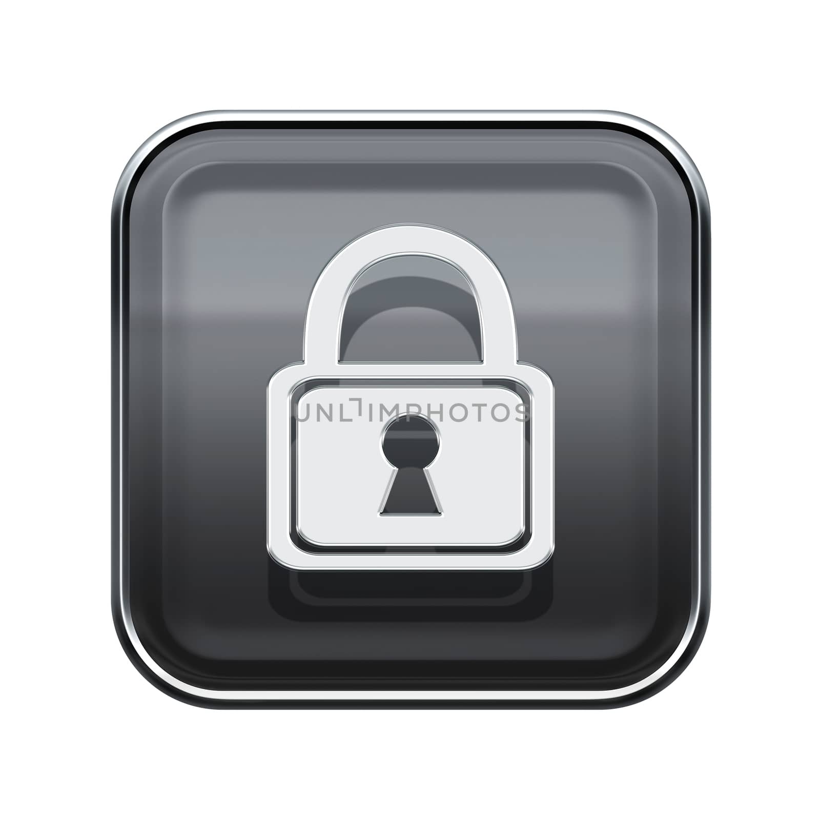 Lock icon glossy grey, isolated on white background by zeffss