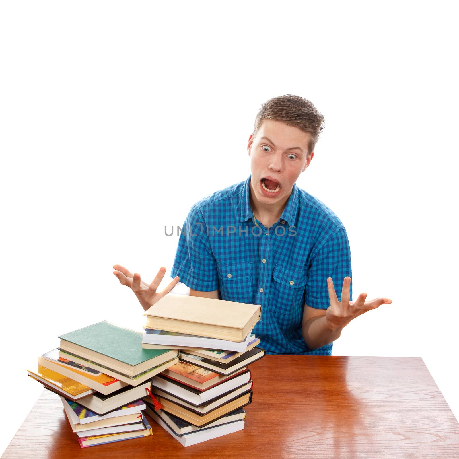 A student raging about his pile of homework