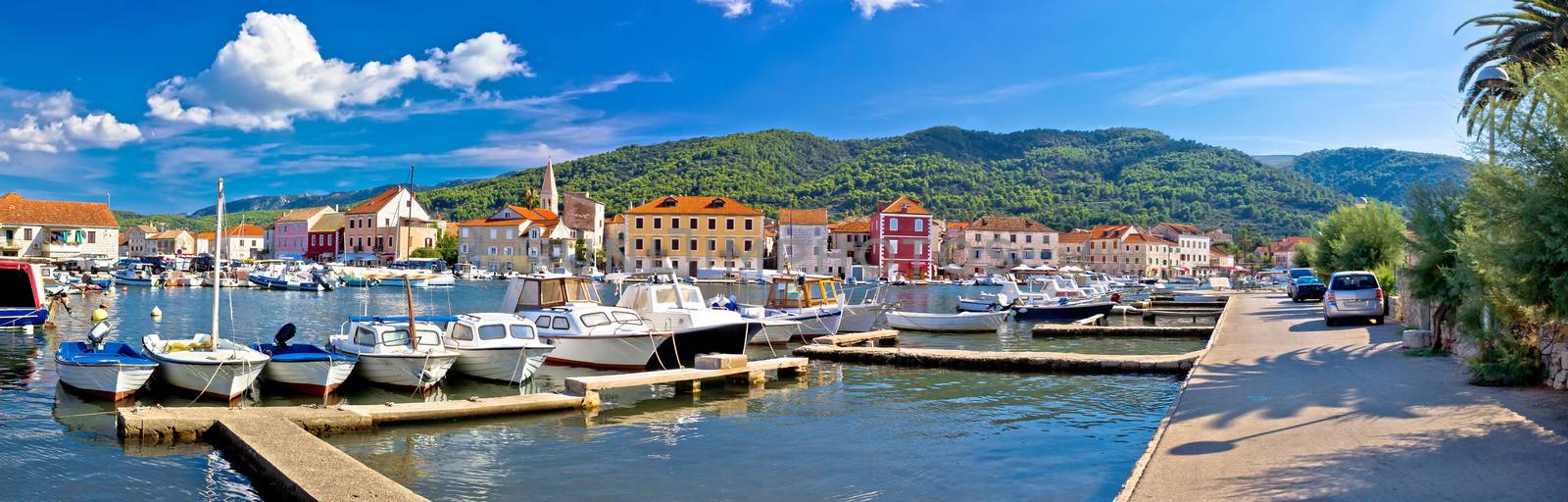 Stari Grad on Hvar island panoramic view, Dalmatia, Croatia