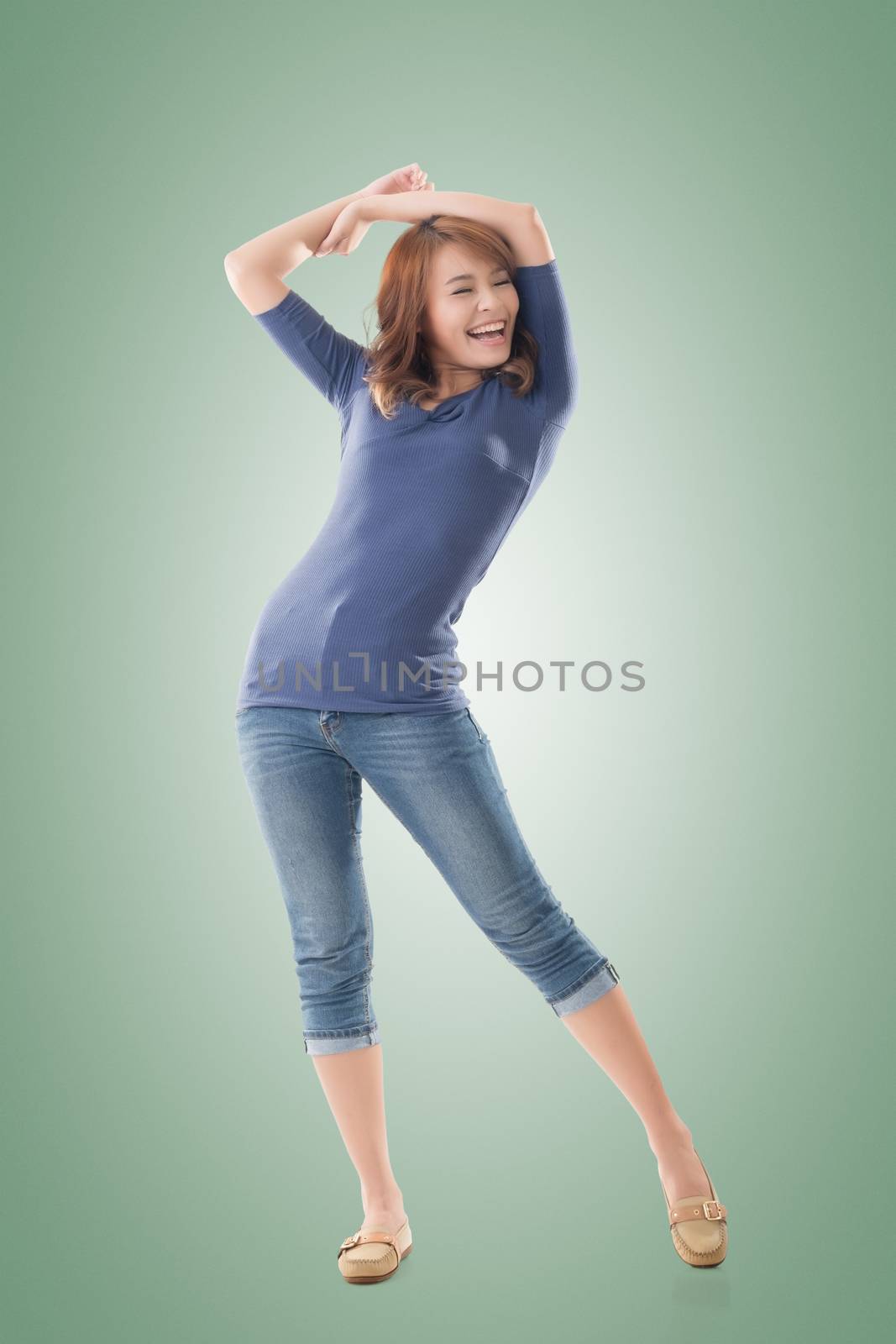 Excited Asian young girl by elwynn