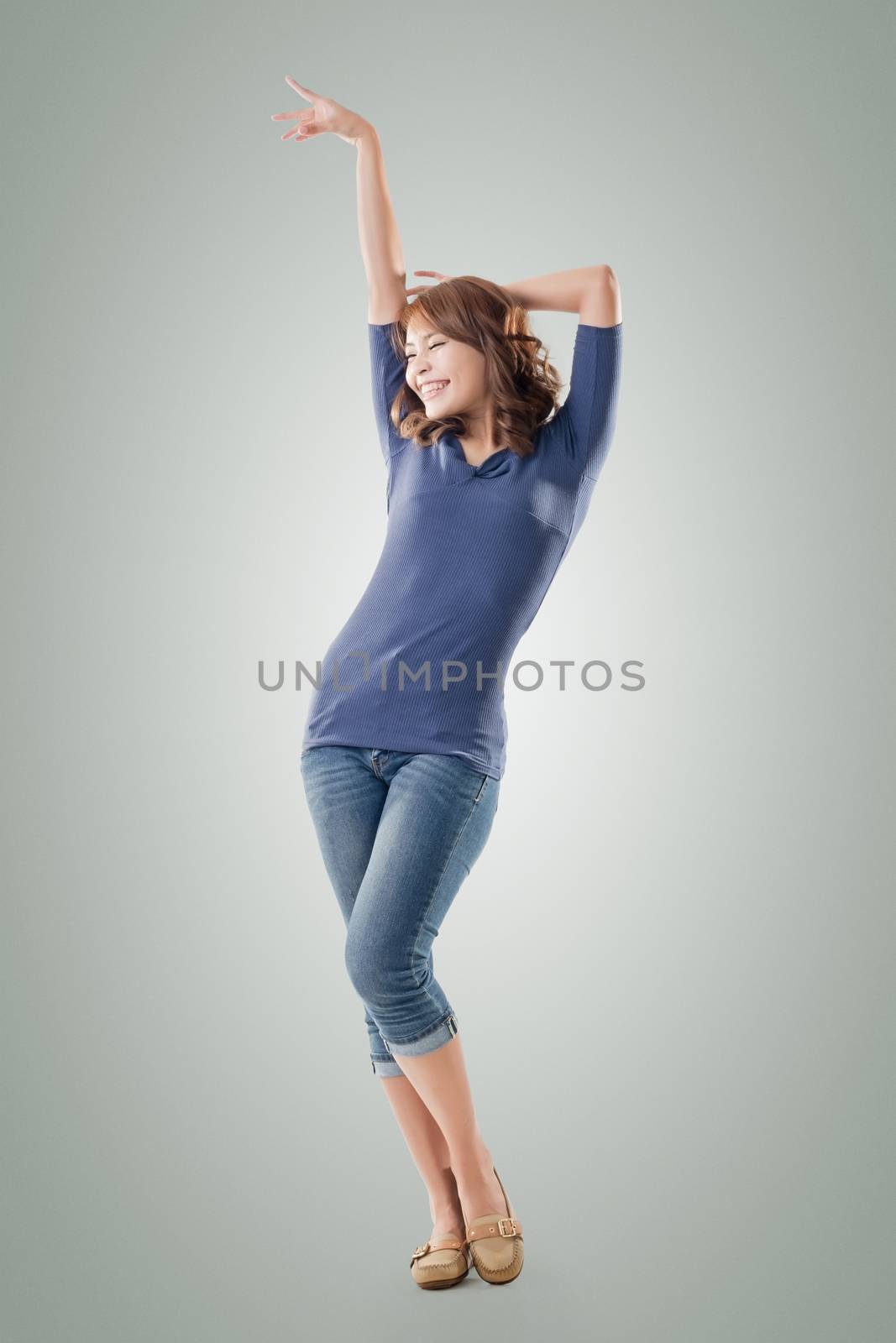 Excited Asian young girl by elwynn