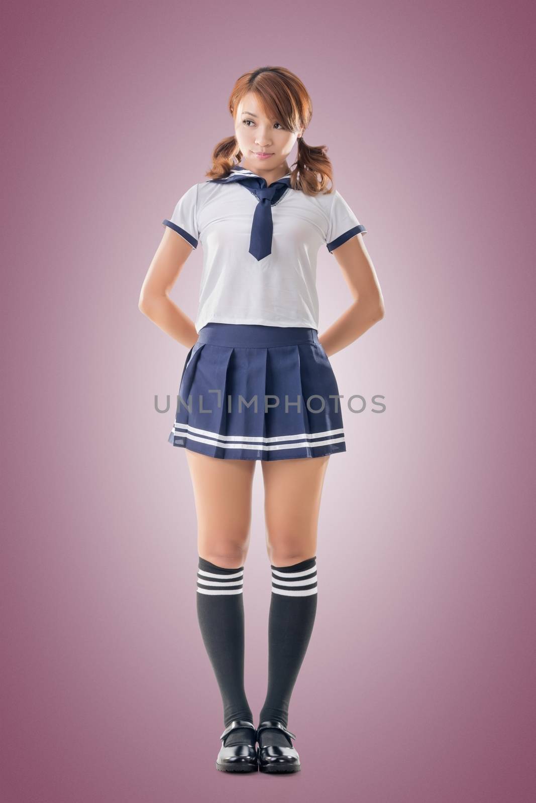Japanese style school girl in sailor suit by elwynn