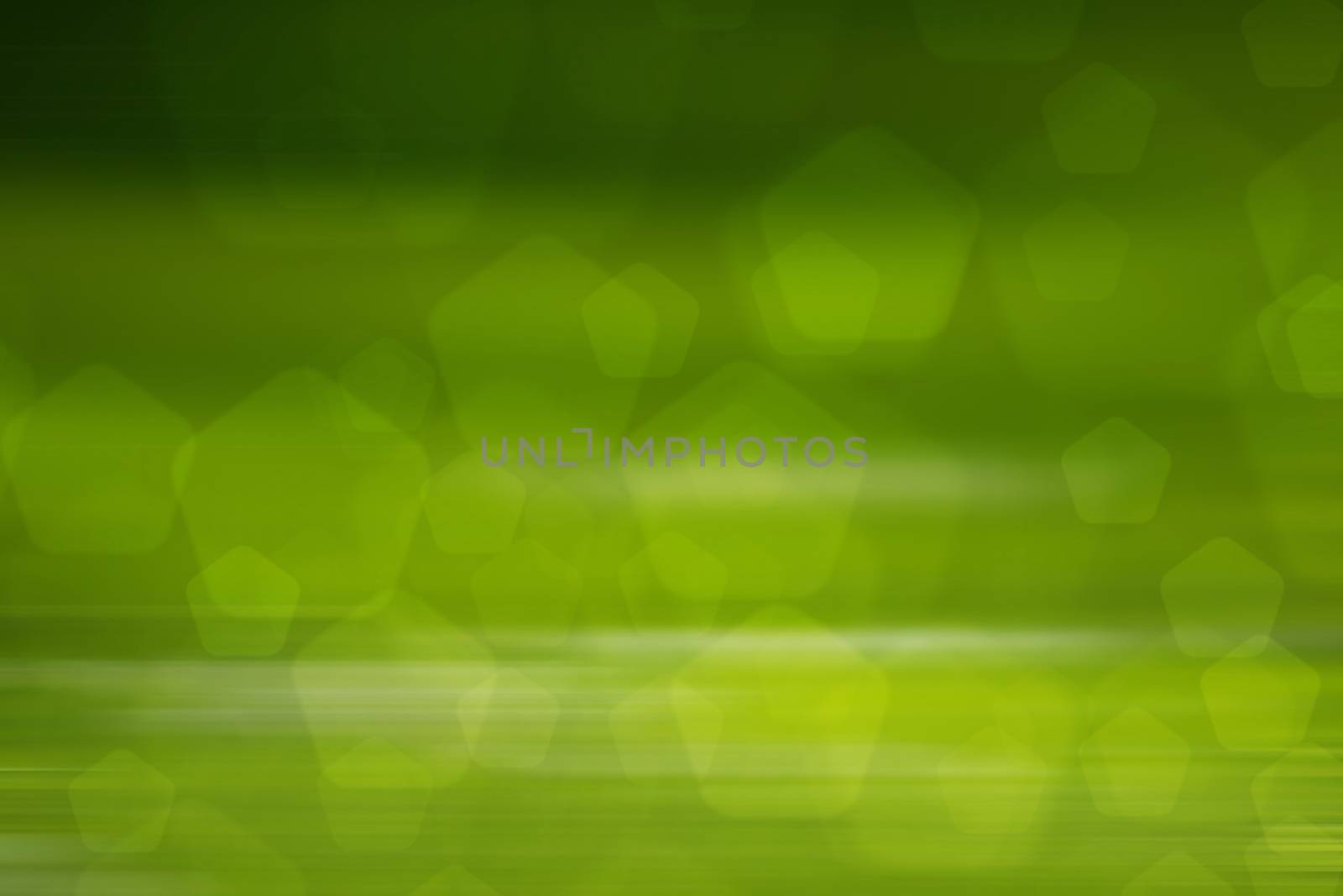 abstract green nature background, pentagon bokeh, fast motion