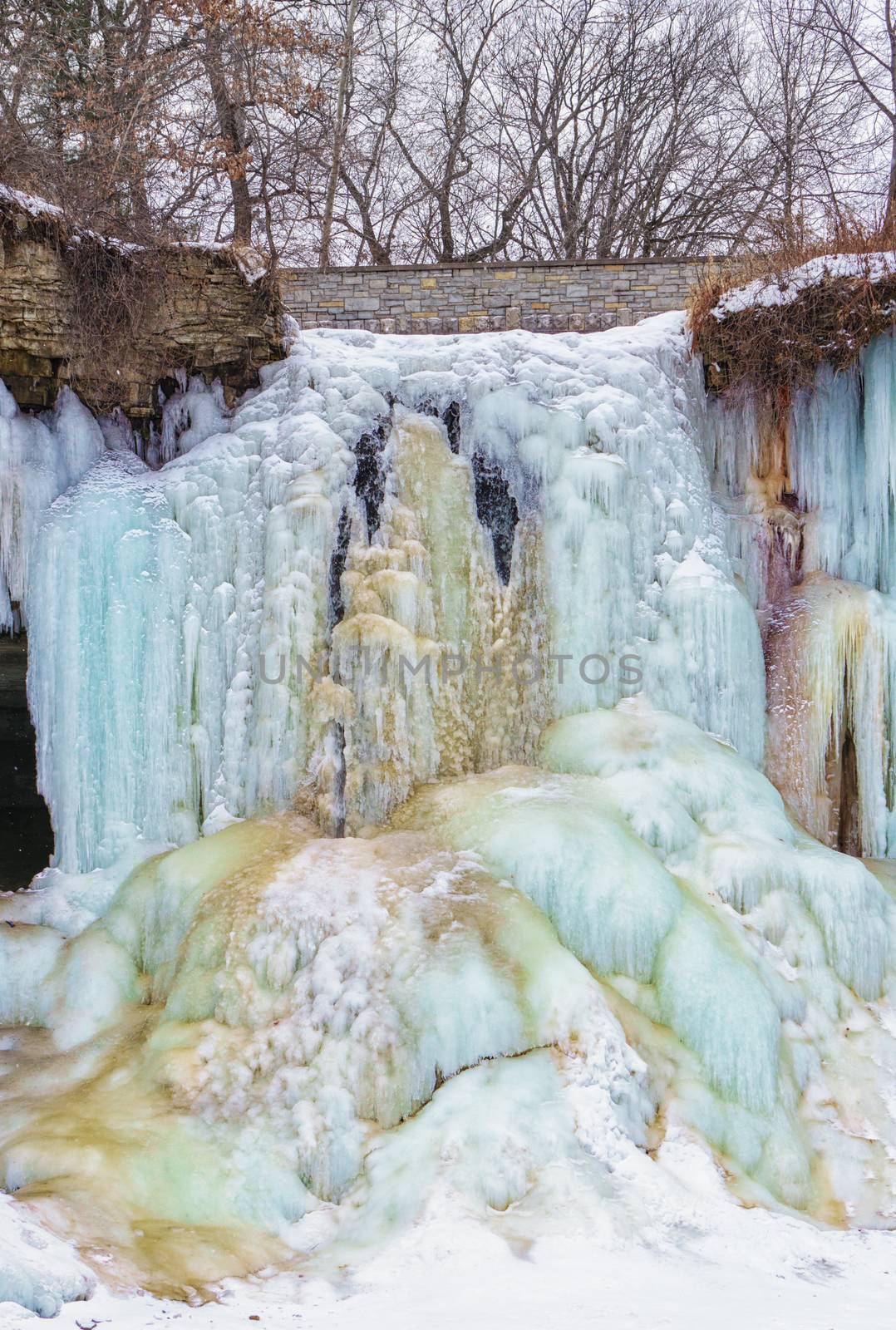 Frozen Minnehaha Falls in Minneapolis, Minnesota