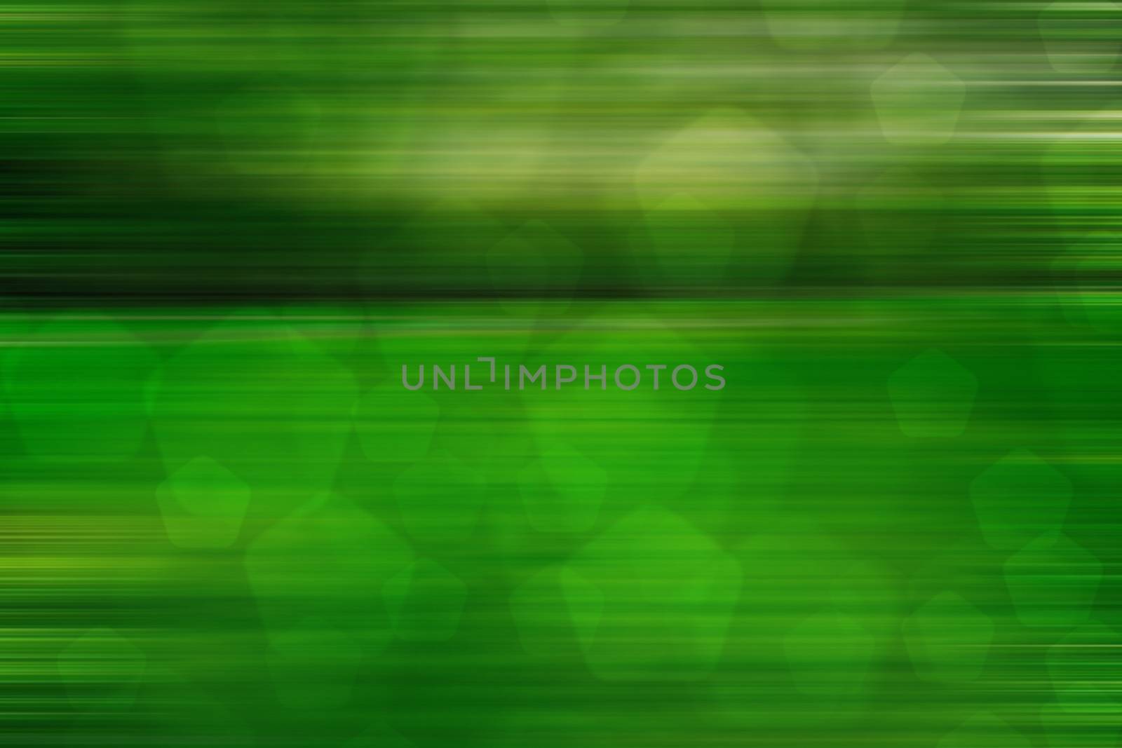 abstract green nature background, pentagon bokeh, fast motion