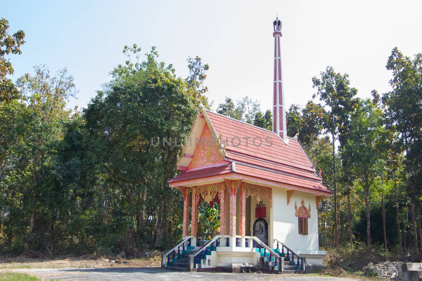 Traditional Thai style crematory in forest, Thailand