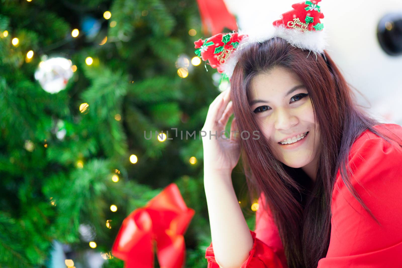 Happy and smile santa woman. by a454