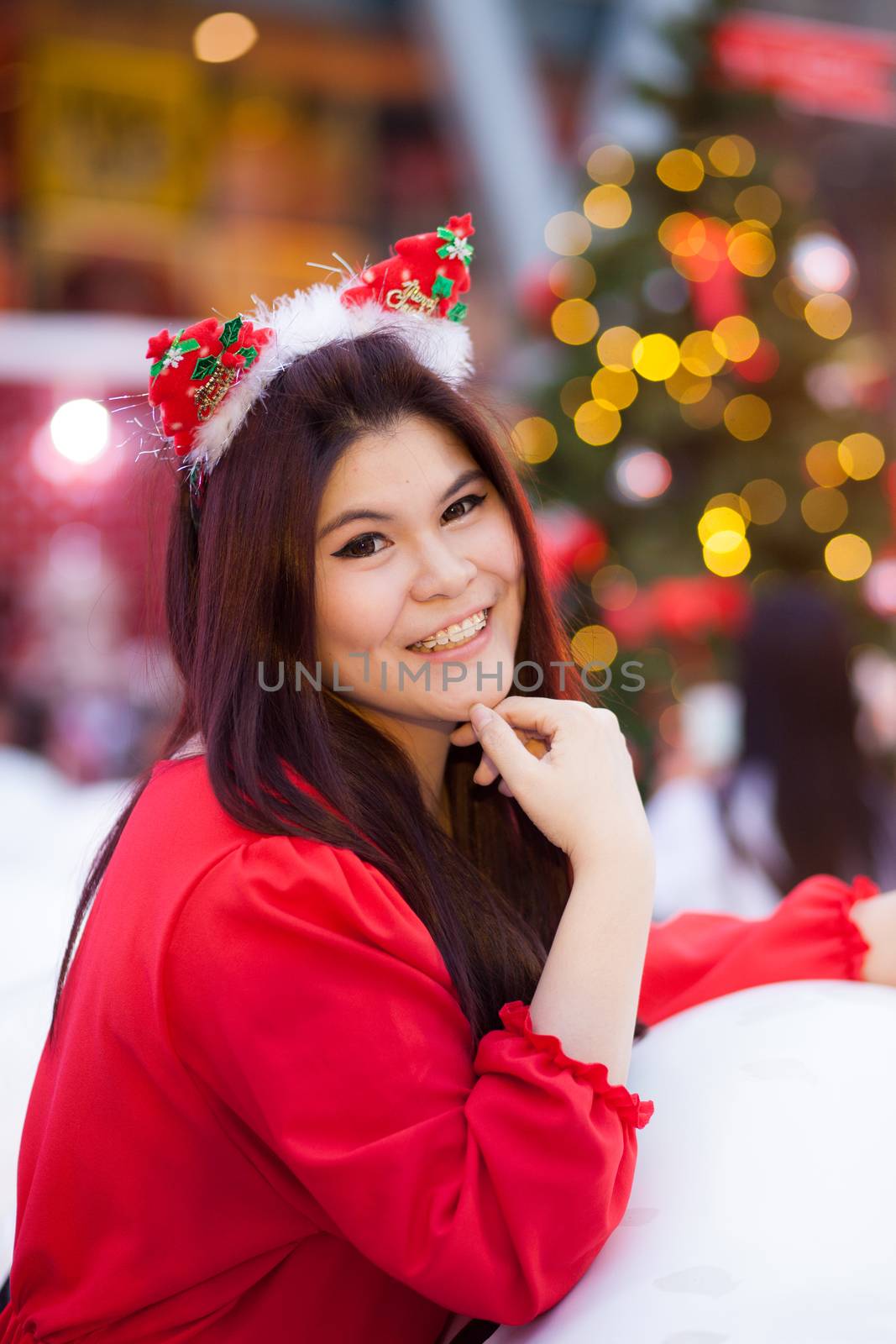 Happy and smile santa woman.relax and smile in christmas day.