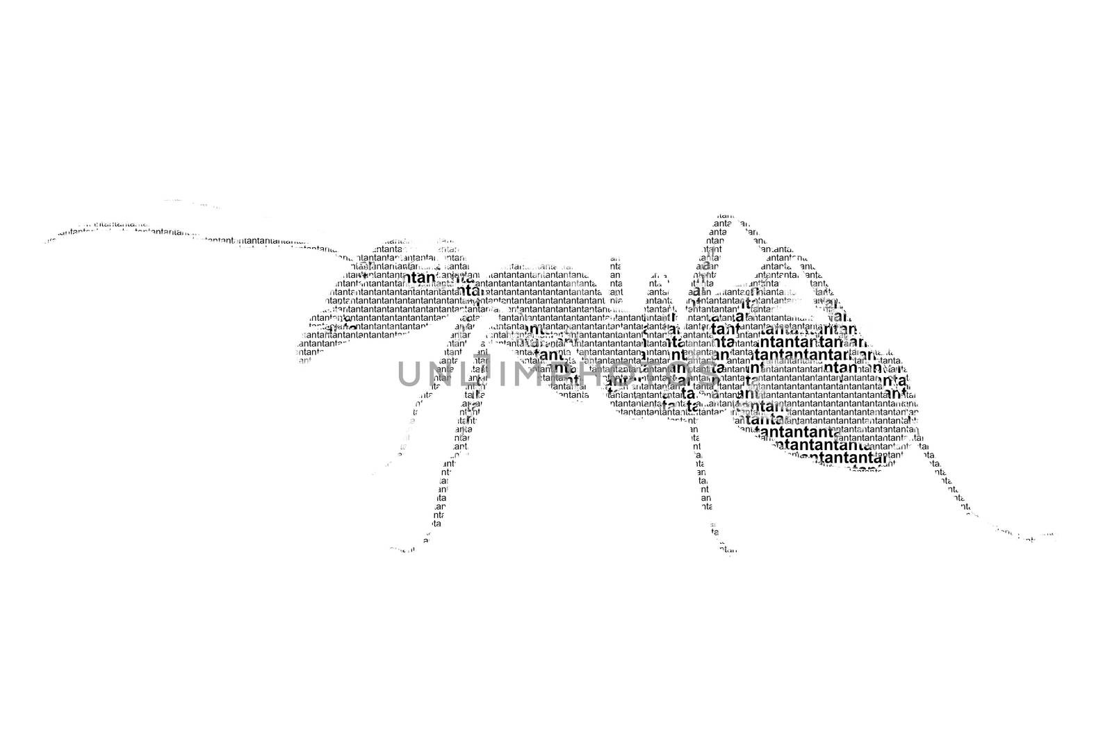 word ant mixed to be figure of ant, with typography style, isolated on white background