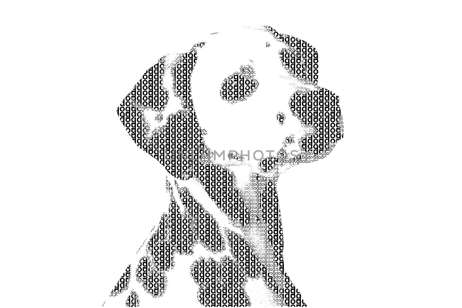 word dog mixed to be figure of dog, with typography style, isola by a3701027