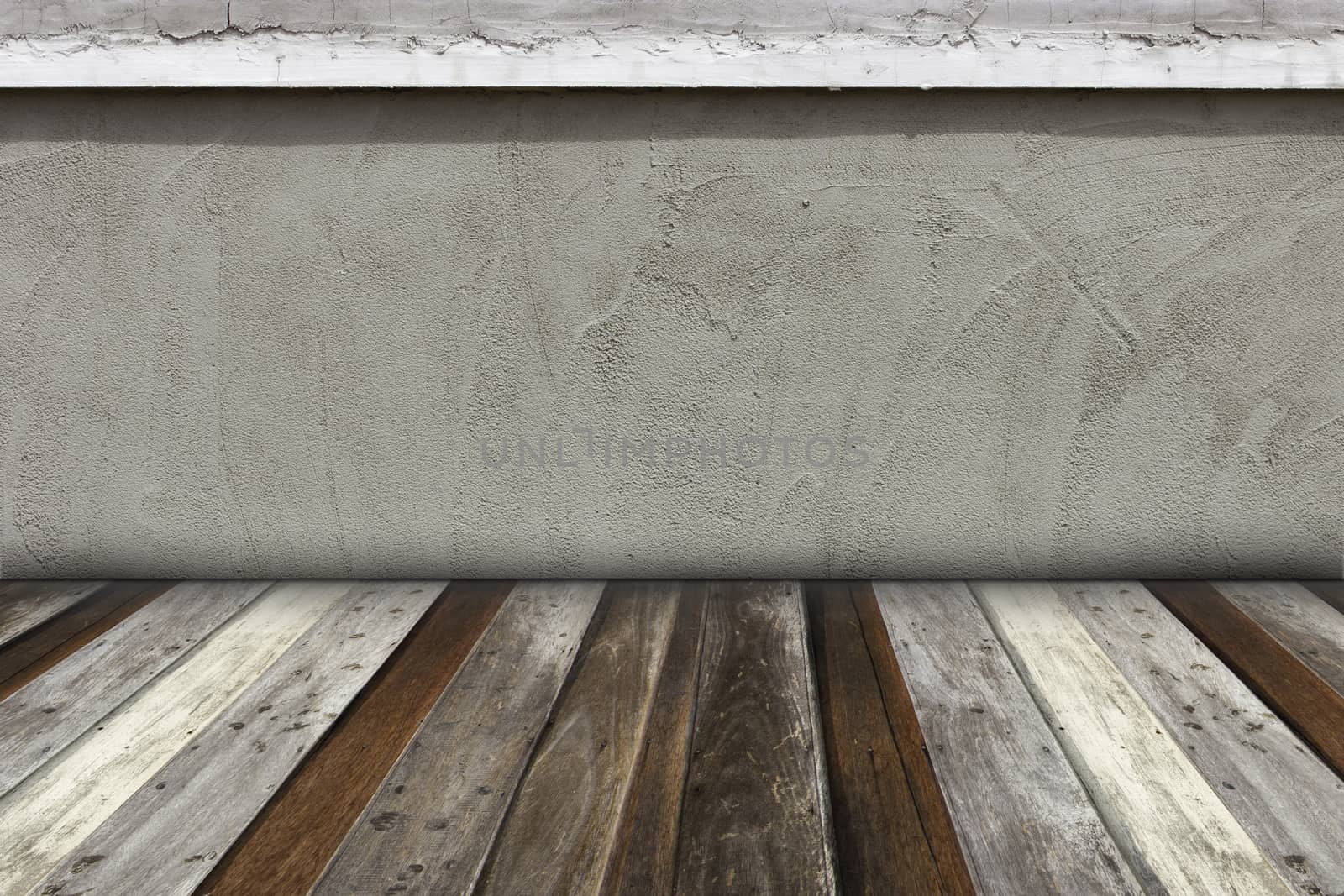 room interior concrete wall and wood floor background
