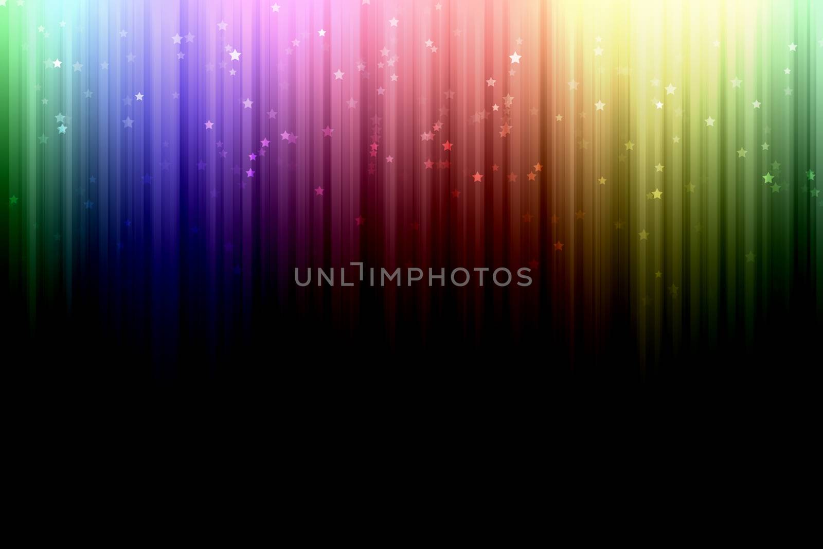Background with colorful spectrum stripes,  with star bokeh