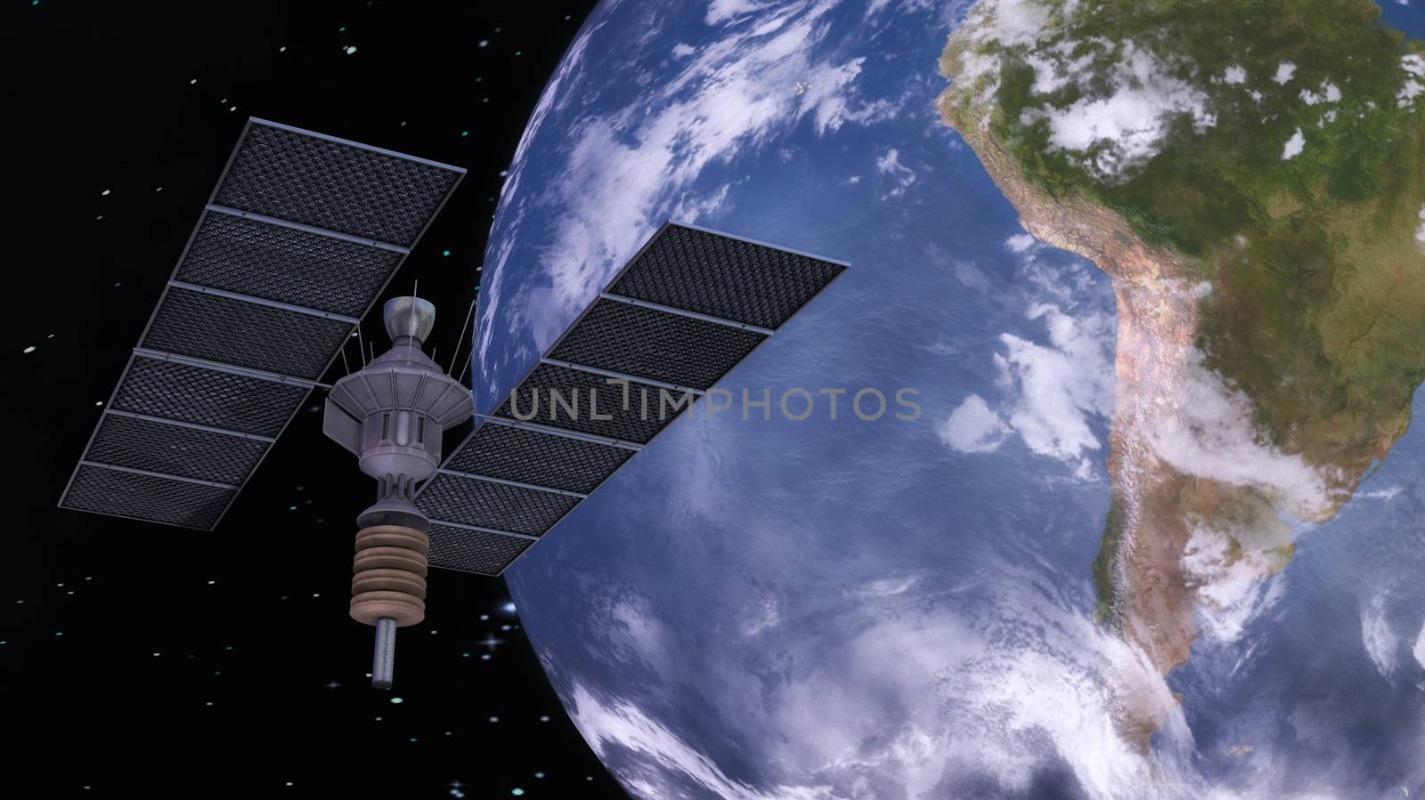 Digital 3D Illustration of a Satellite