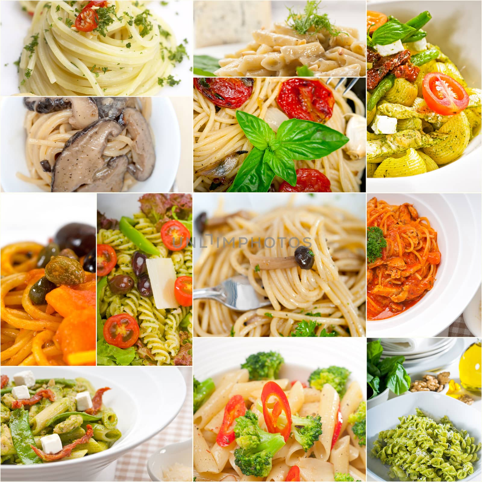 collection of different type of Italian pasta collage by keko64