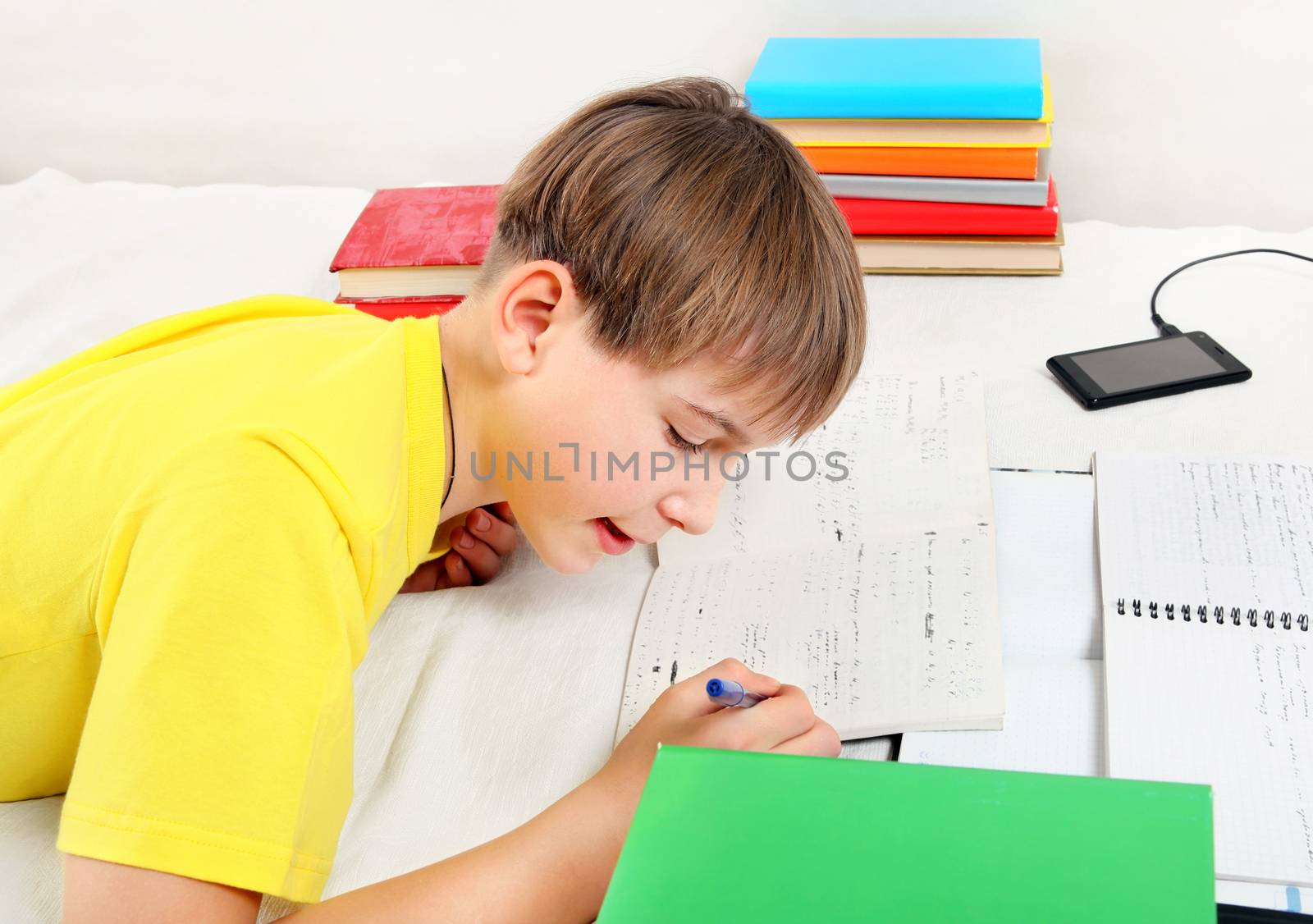 Kid doing Homework by sabphoto
