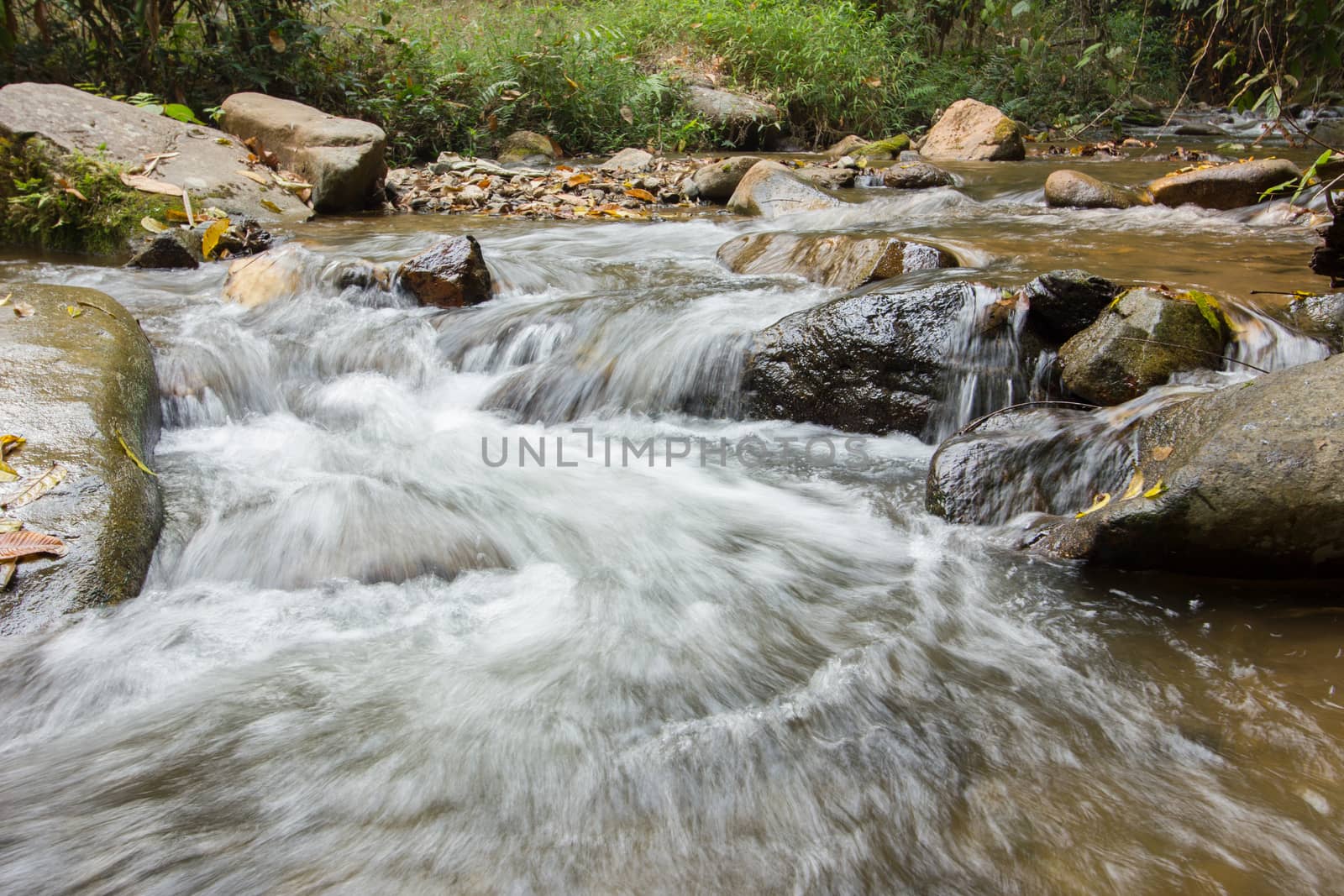 Nice small waterfall on mountain brook