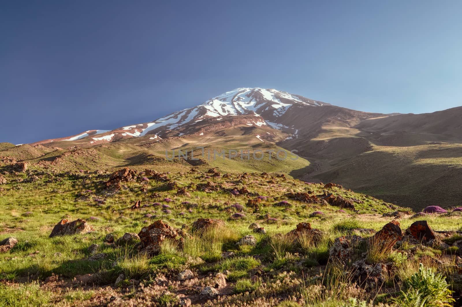 Beautiful landscape around volcano Damavand, highest peak in Iran