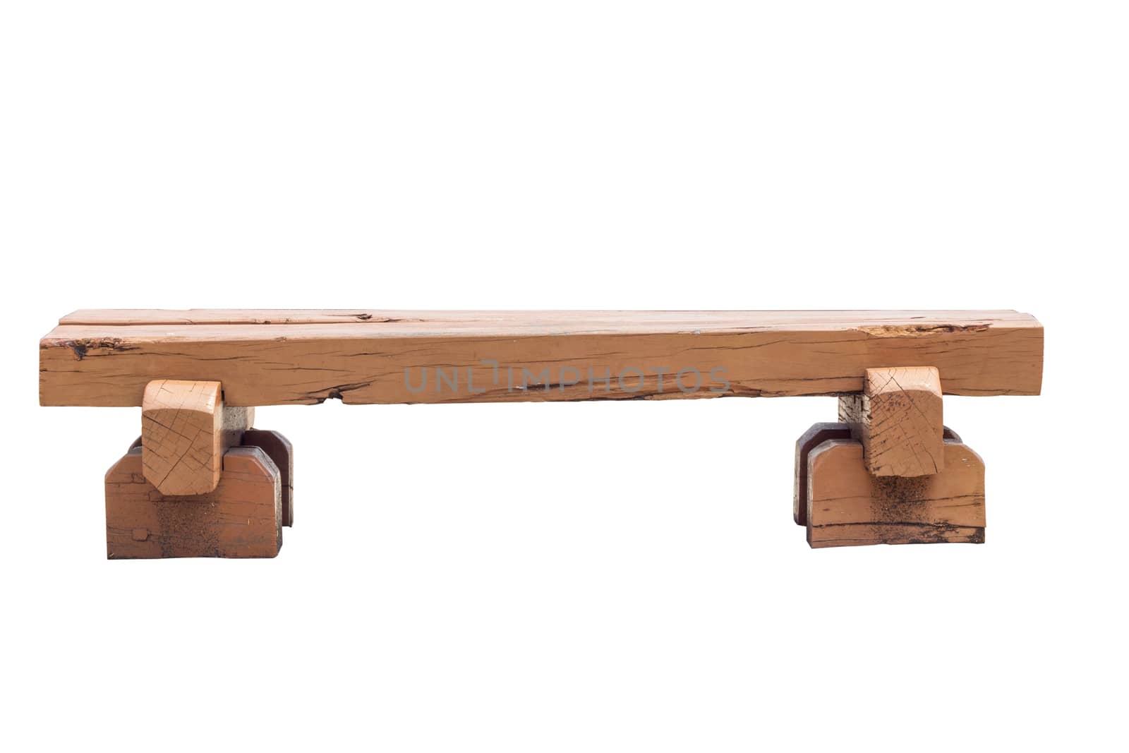 Bench made of old railroad ties isolated, thailand